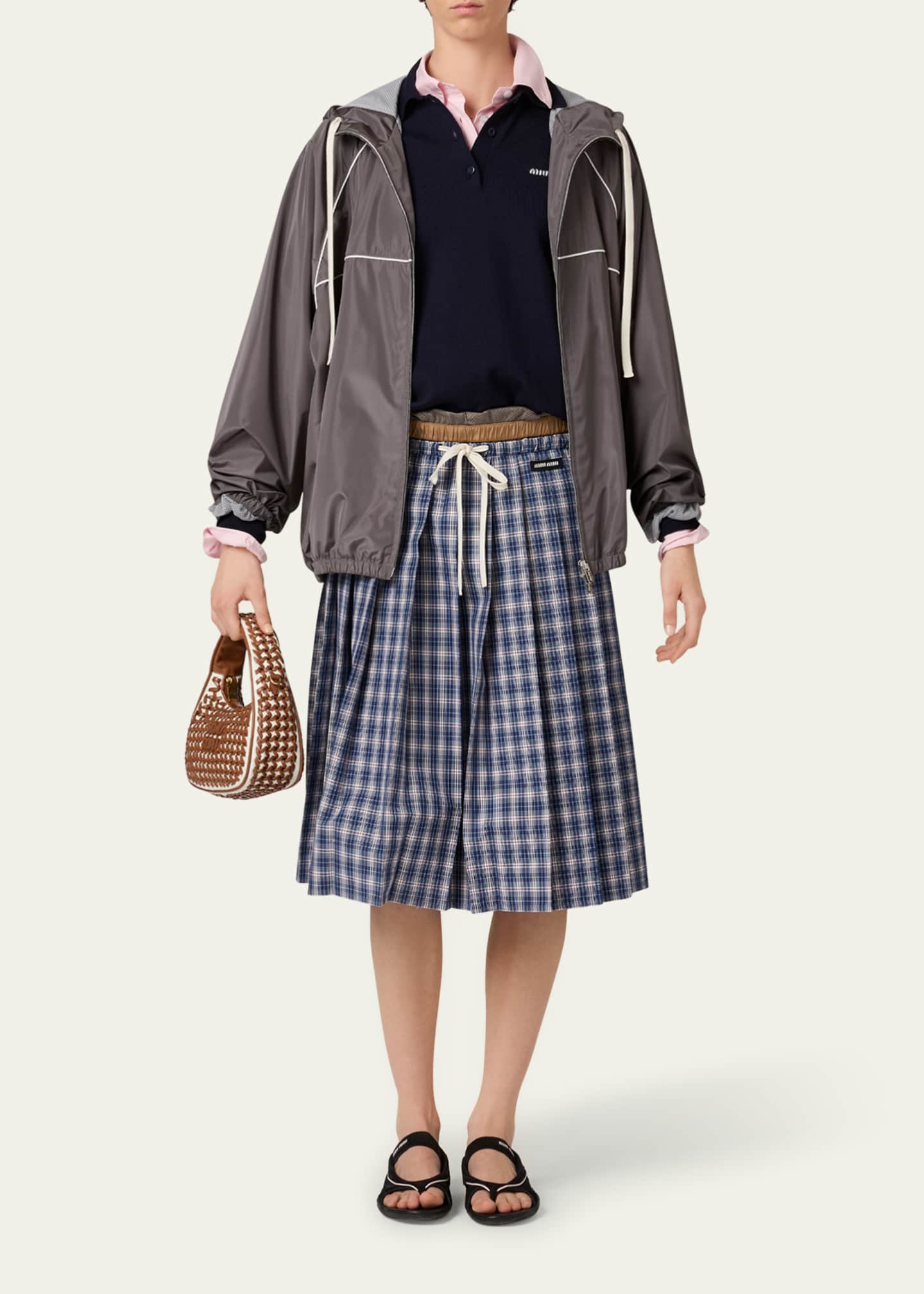 Miu Miu Hooded Zip Track Jacket - Bergdorf Goodman