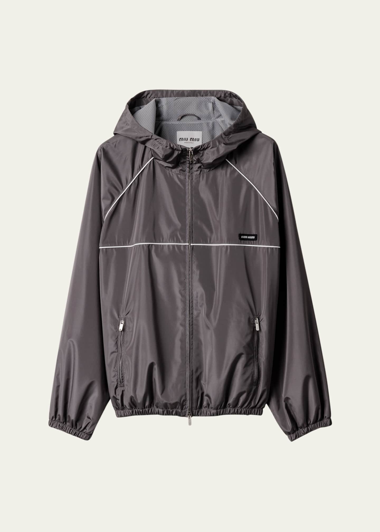 Miu Miu　Y2K シルクトップ パーカー　ドローコード付き　サイズ40 Miu Miu Hooded Zip Track Jacket - Bergdorf Goodman
