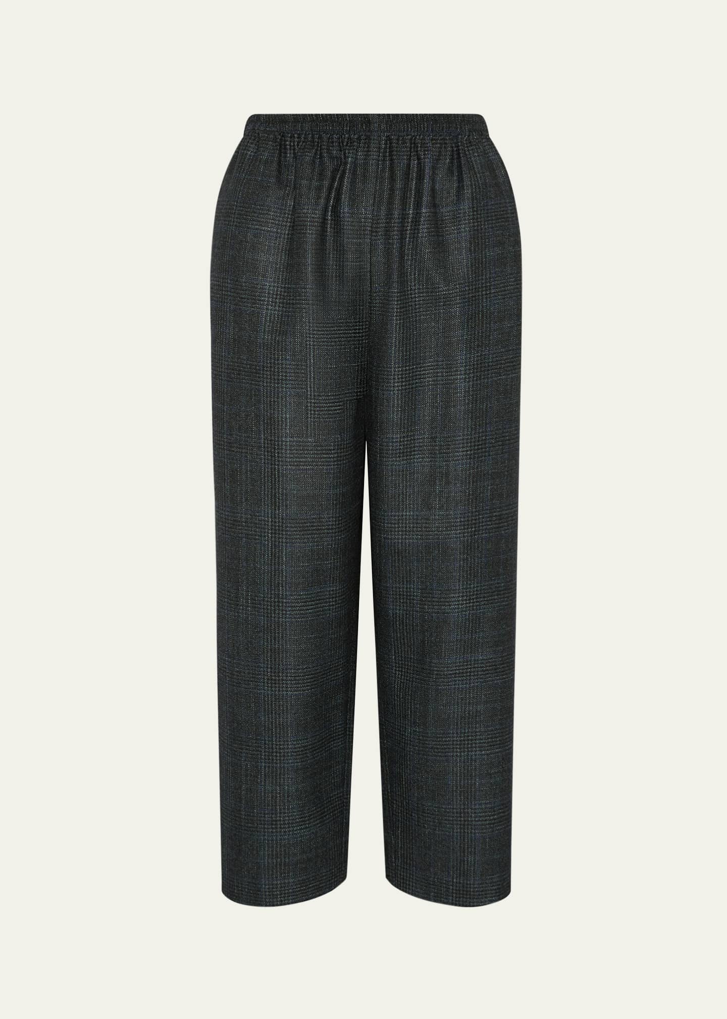 Eskandar Japanese Wool Plaid Trousers Image 1 of 4