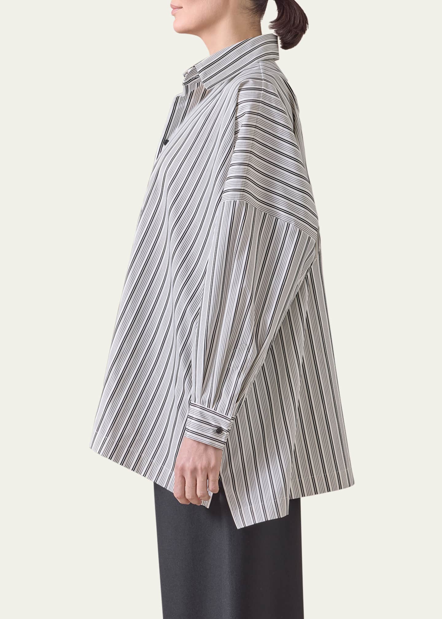 Eskandar Wide Longer-Back Shirt With Collar (Long Length) Image 4 of 5