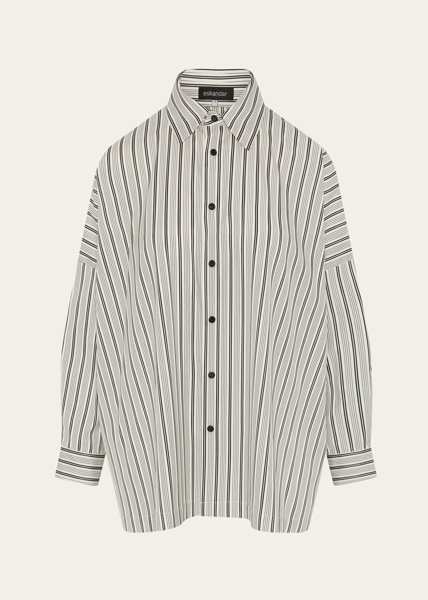 Eskandar Wide Longer-Back Shirt With Collar (Long Length) Image 1 of 5