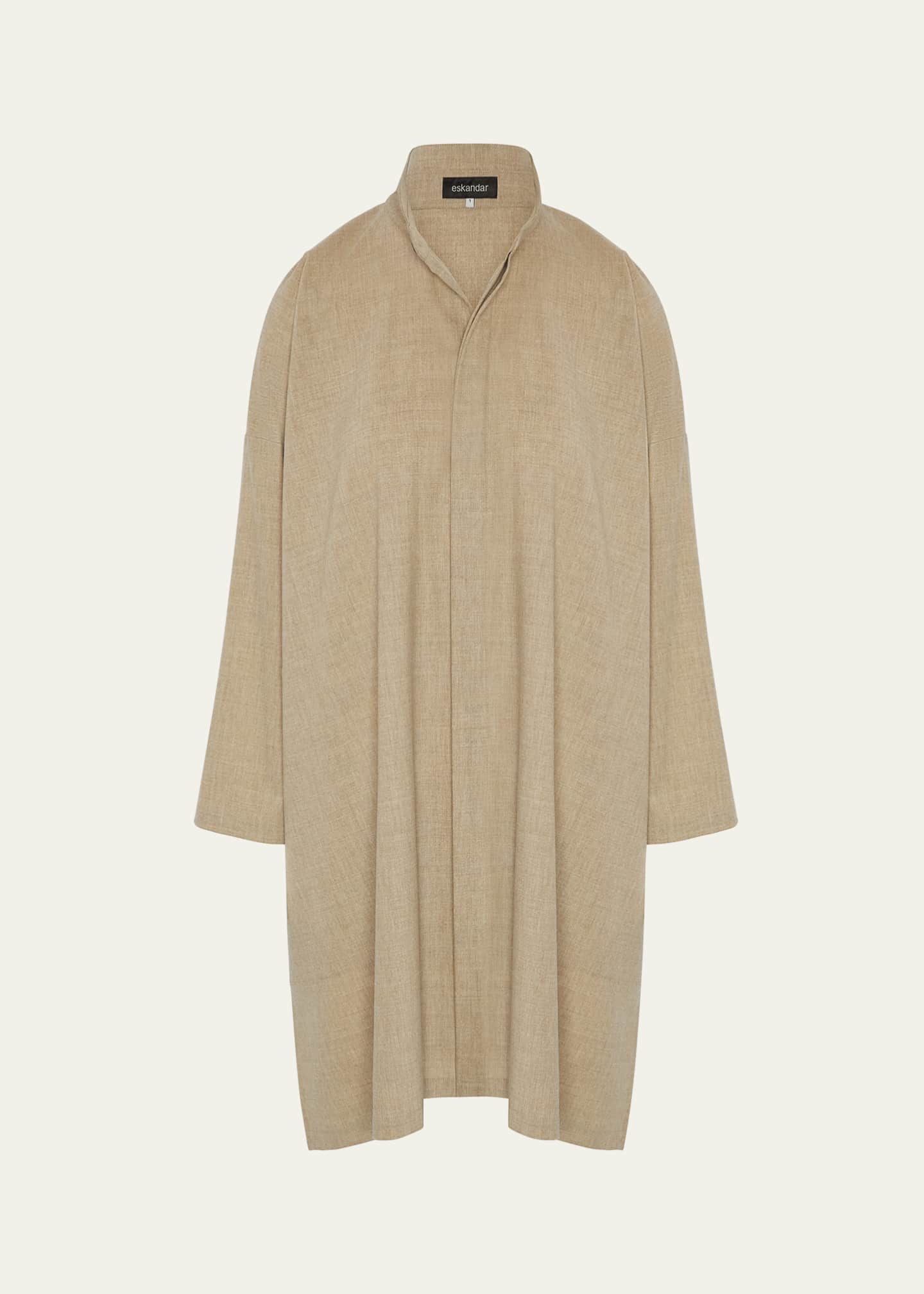 Eskandar Wide A-Line Shirt With Double Stand Collar (Very Long Length) Image 1 of 5