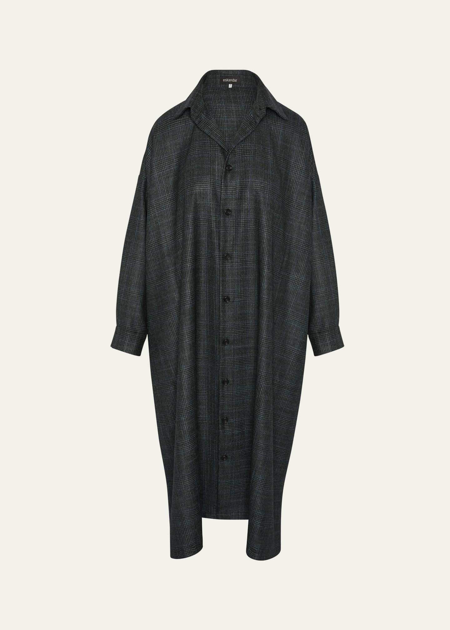 Eskandar Wide A-Line Midi Shirtdress with Collar Image 1 of 5