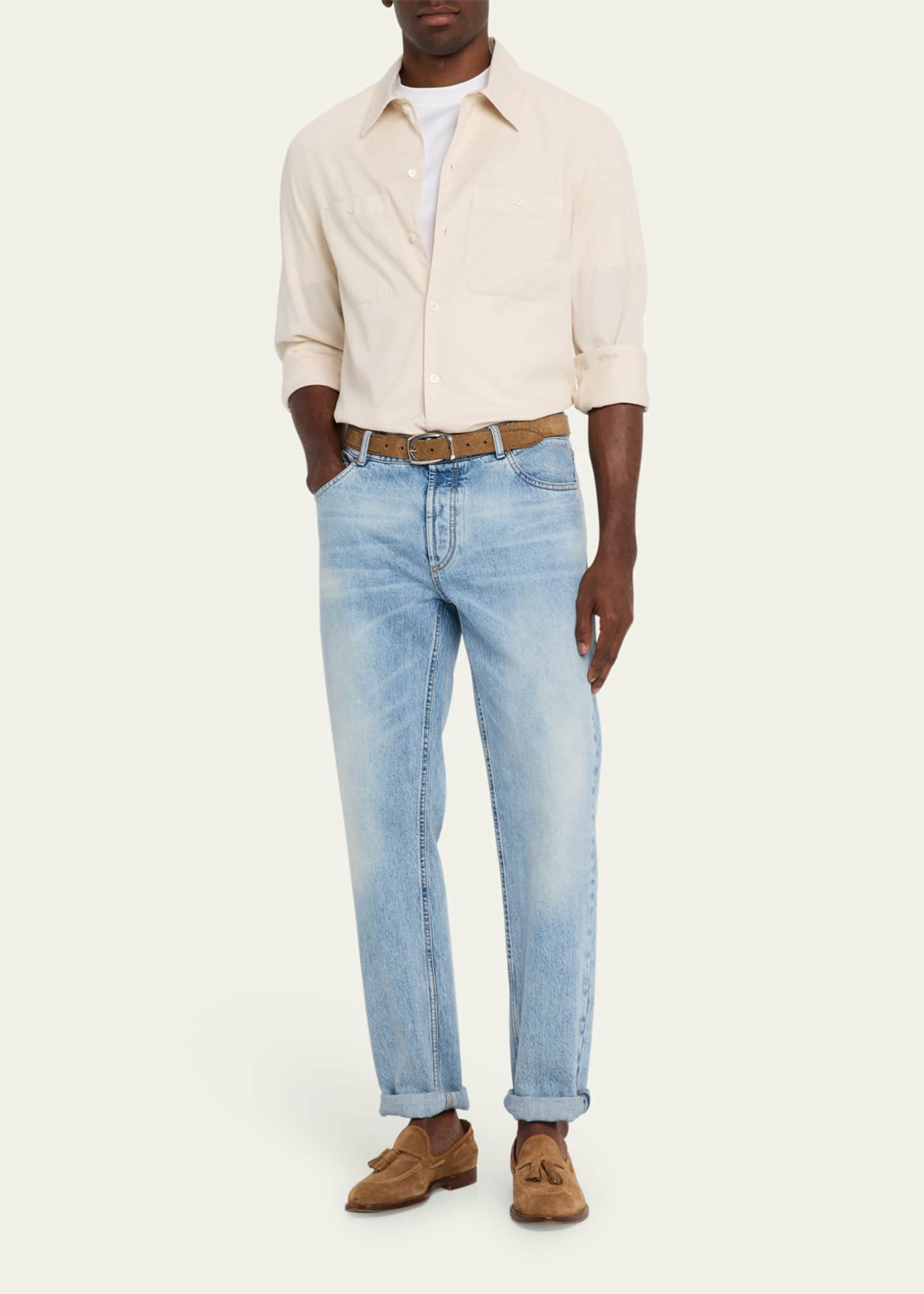Brunello Cucinelli Men's Cotton Jersey Crewneck T-Shirt Image 2 of 5