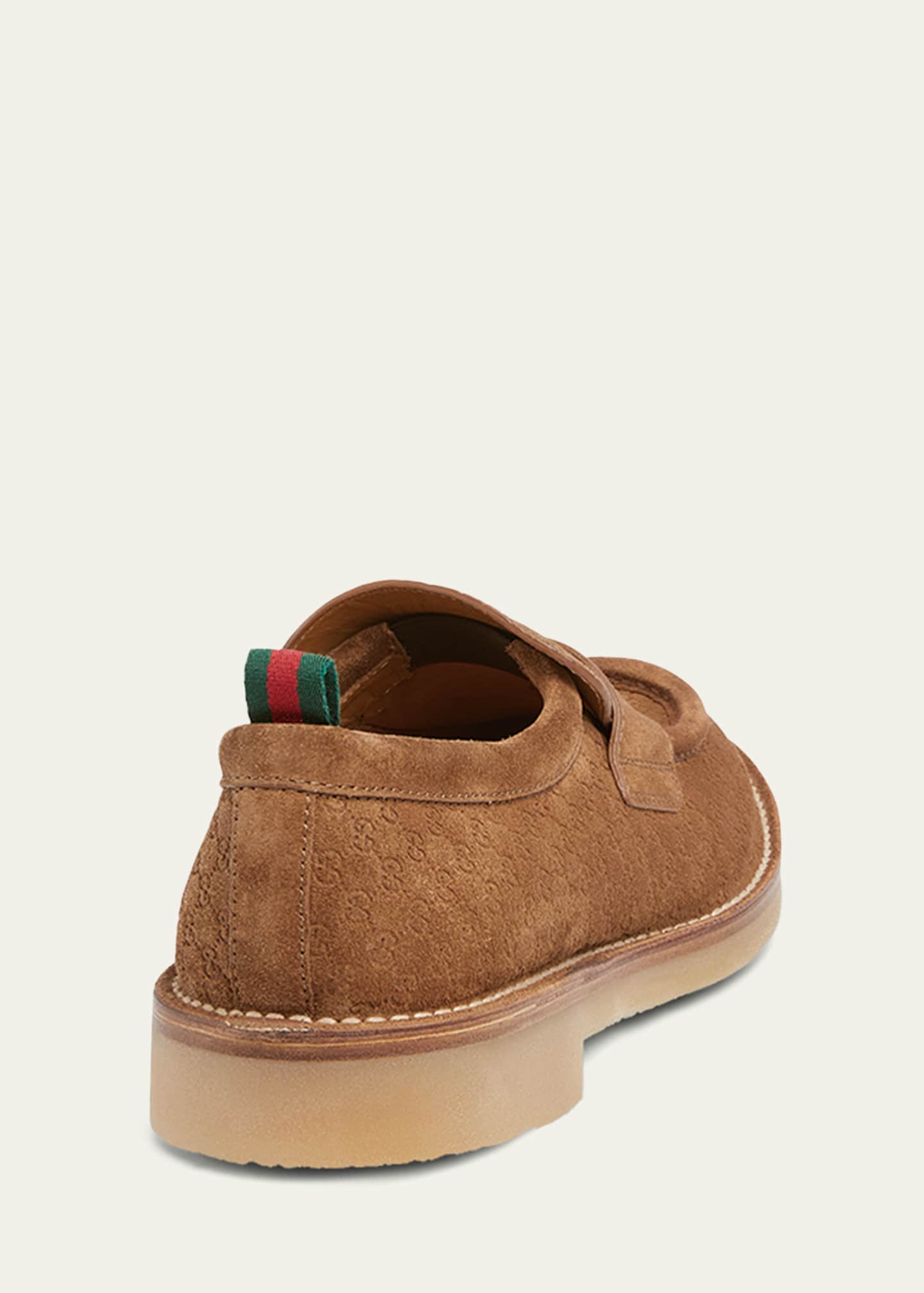 Gucci Men's Moreau GG Suede Crepe-Sole Penny Loafers Image 2 of 3