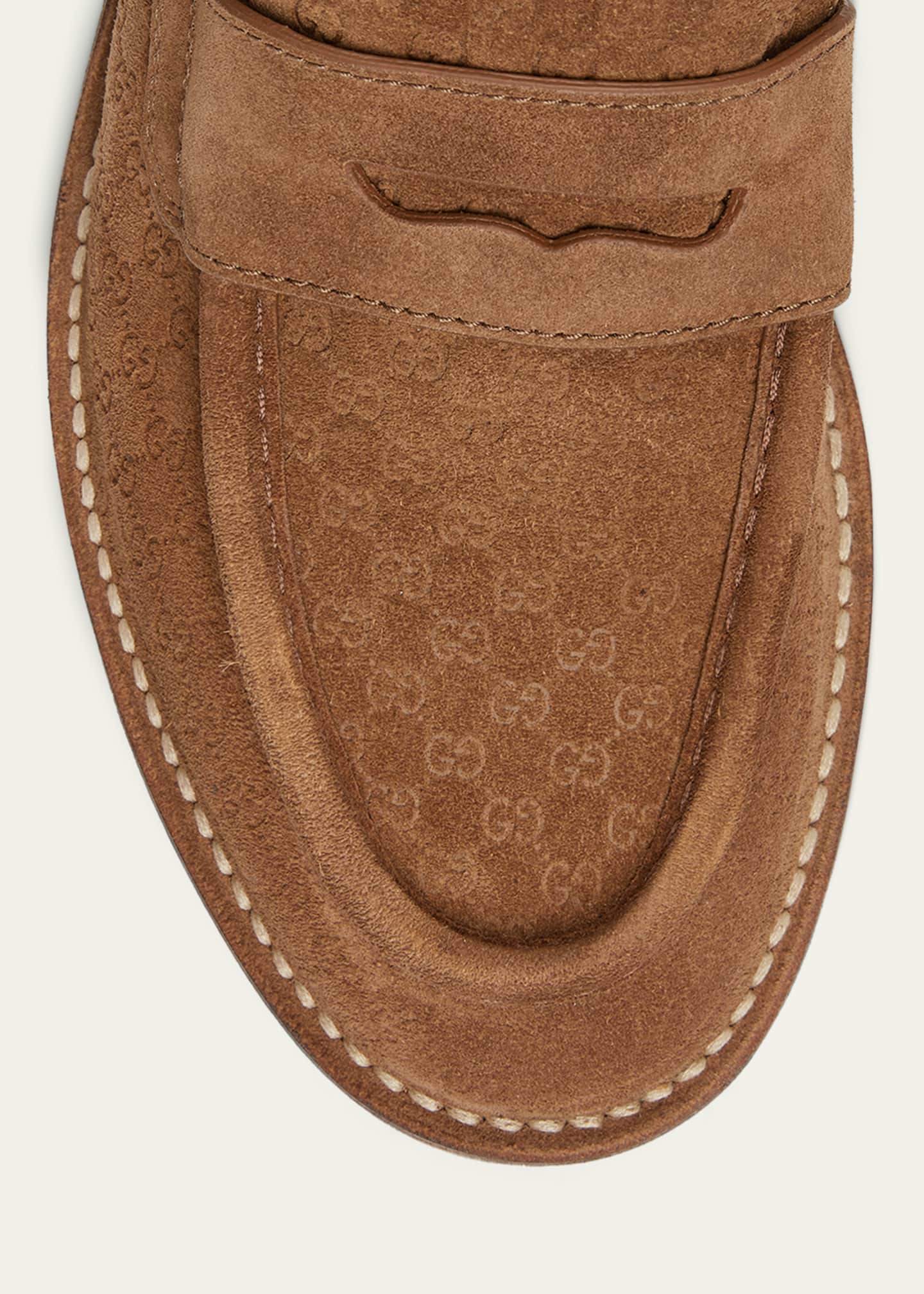 Gucci Men's Moreau GG Suede Crepe-Sole Penny Loafers Image 3 of 3