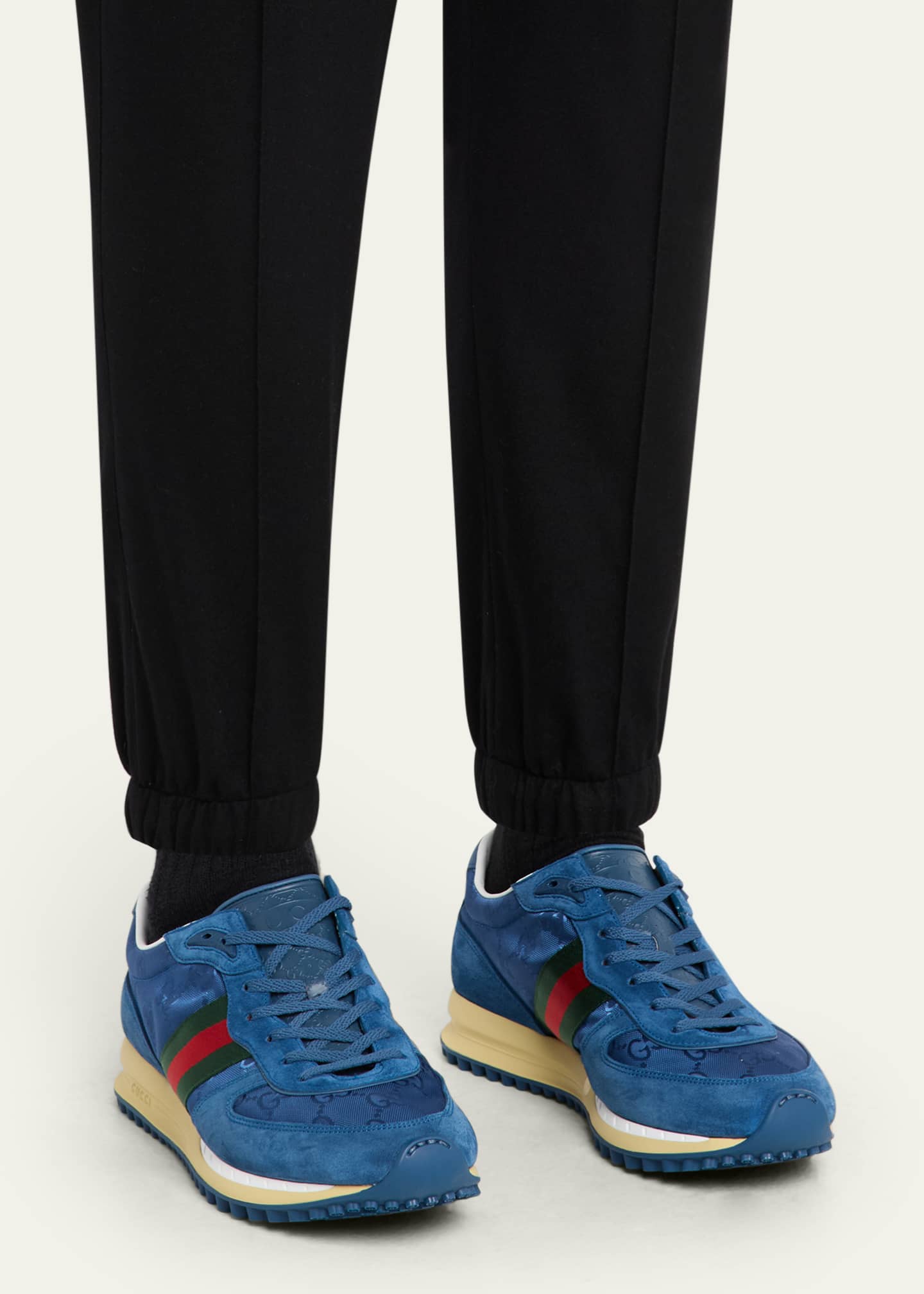 Men's Nora Suede and Nylon Guccissima Retro Sneakers