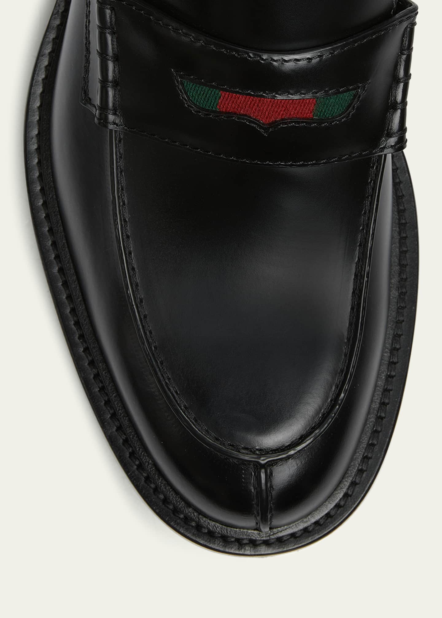 靴 GUCCI Leather Square-Toe Penny Loafers Gucci Men's Henry Leather Penny Loafers | Neiman Marcus