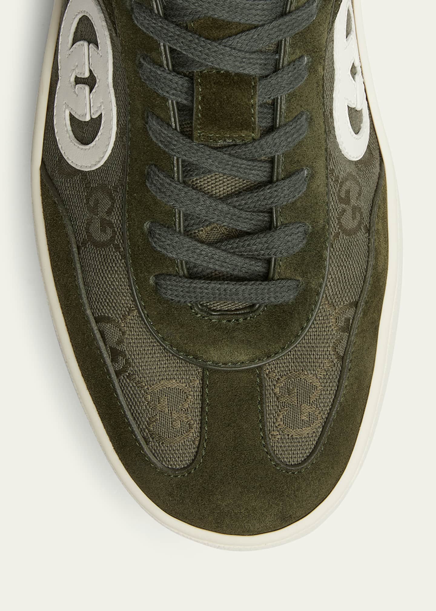 Gucci Men's G75 Suede and Guccissima Nylon T-Toe Sneakers