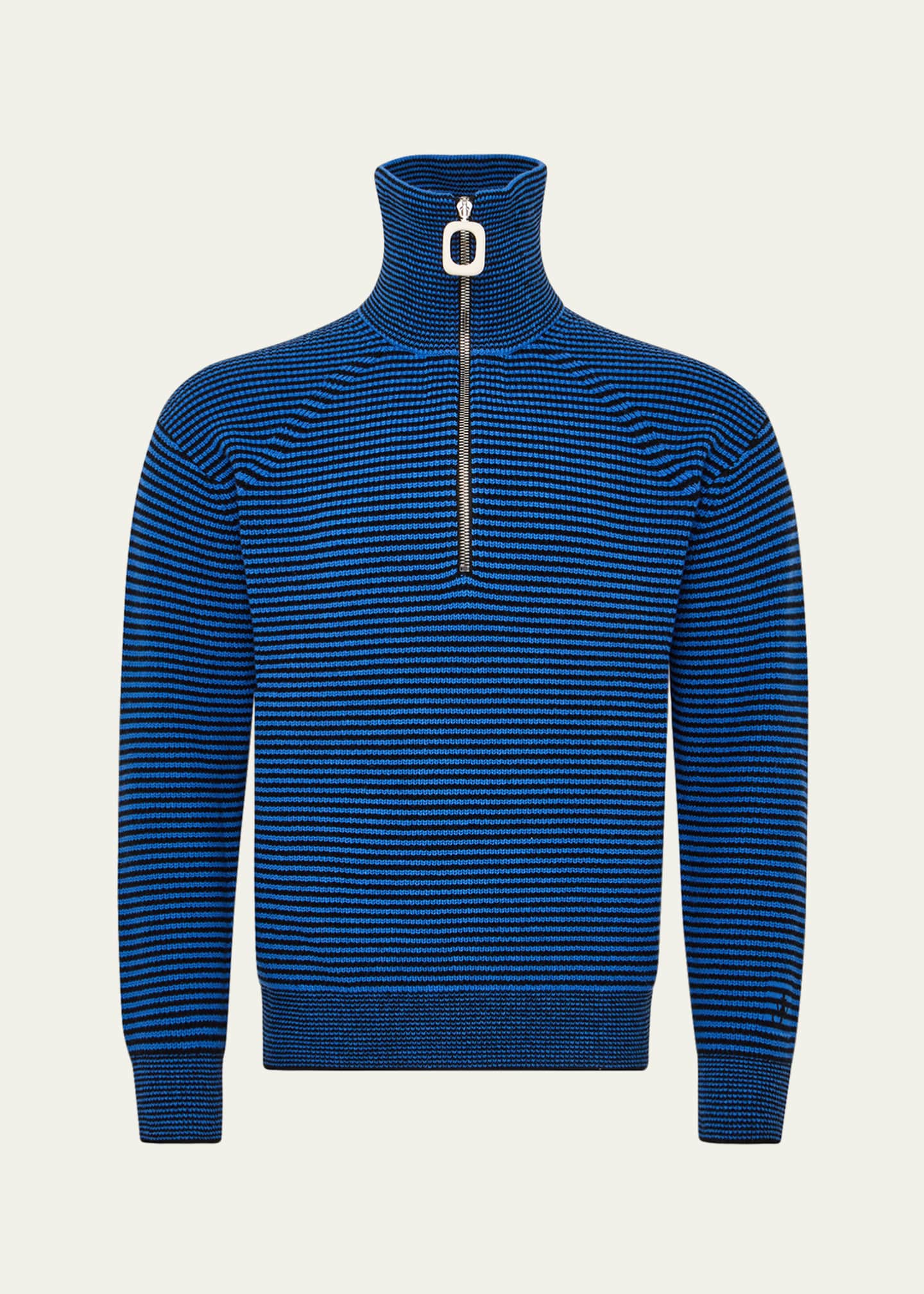 JW Anderson Men's Stripe Half-Zip Turtleneck Sweater