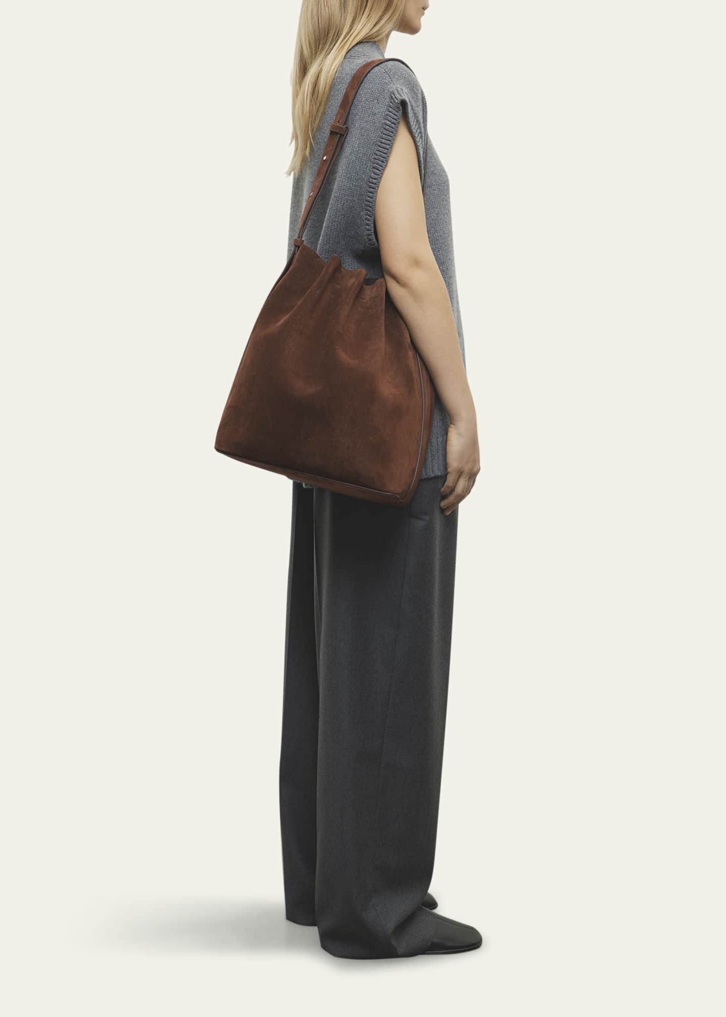 Aesther Ekme Marin Calfskin Suede Large Bucket Bag Image 2 of 4