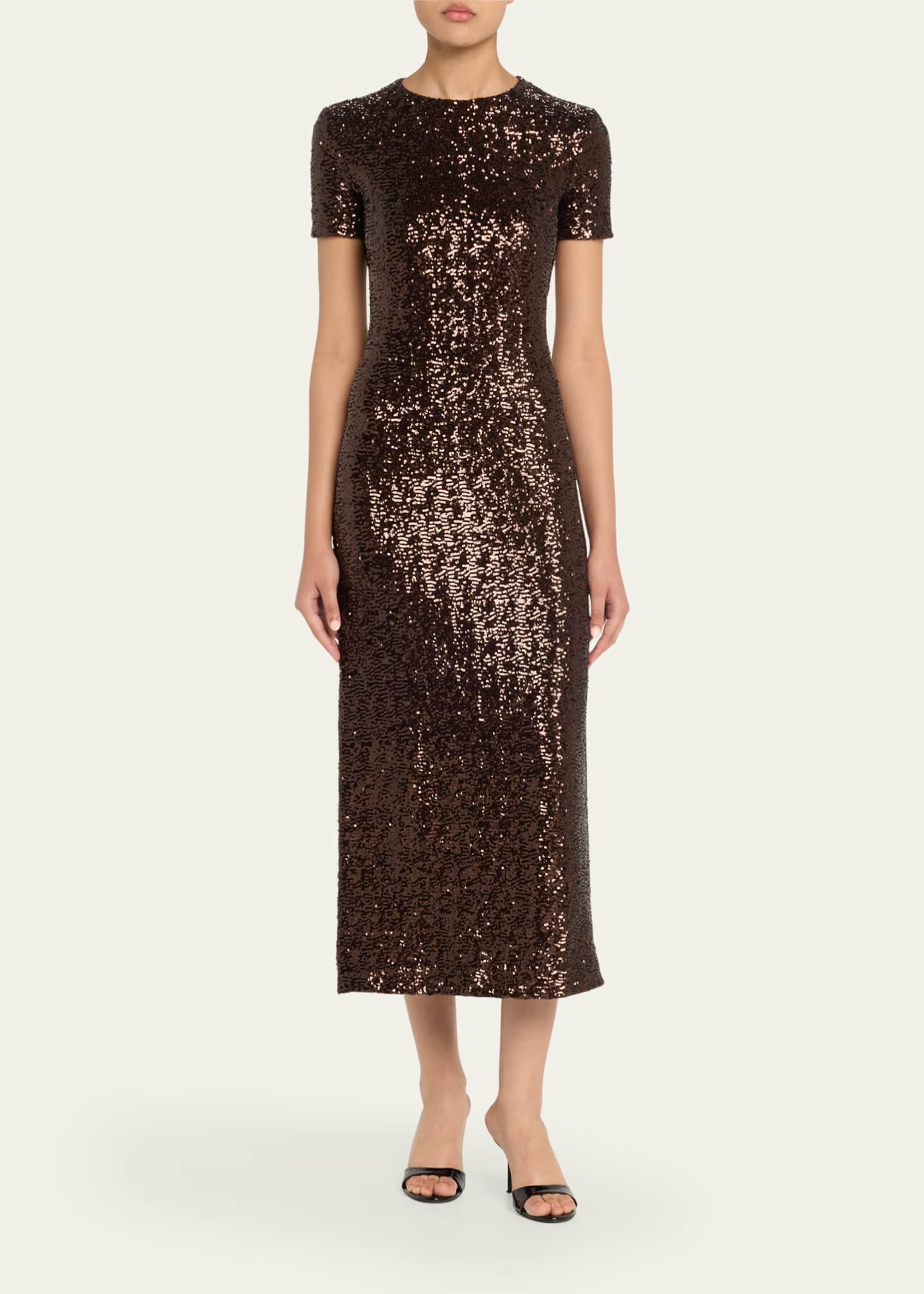 Michael Kors Collection Sequined Midi T-Shirt Dress Image 2 of 5