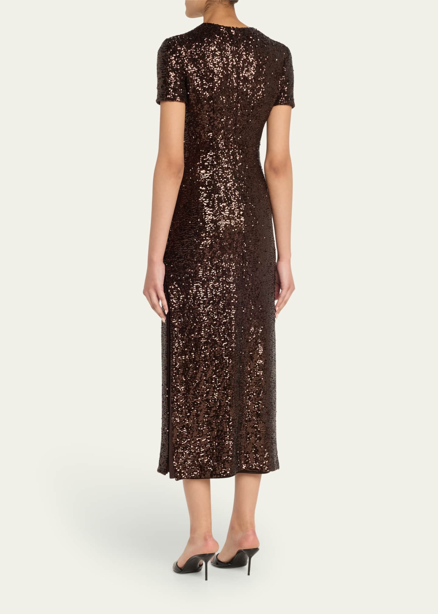 Michael Kors Collection Sequined Midi T-Shirt Dress Image 3 of 5