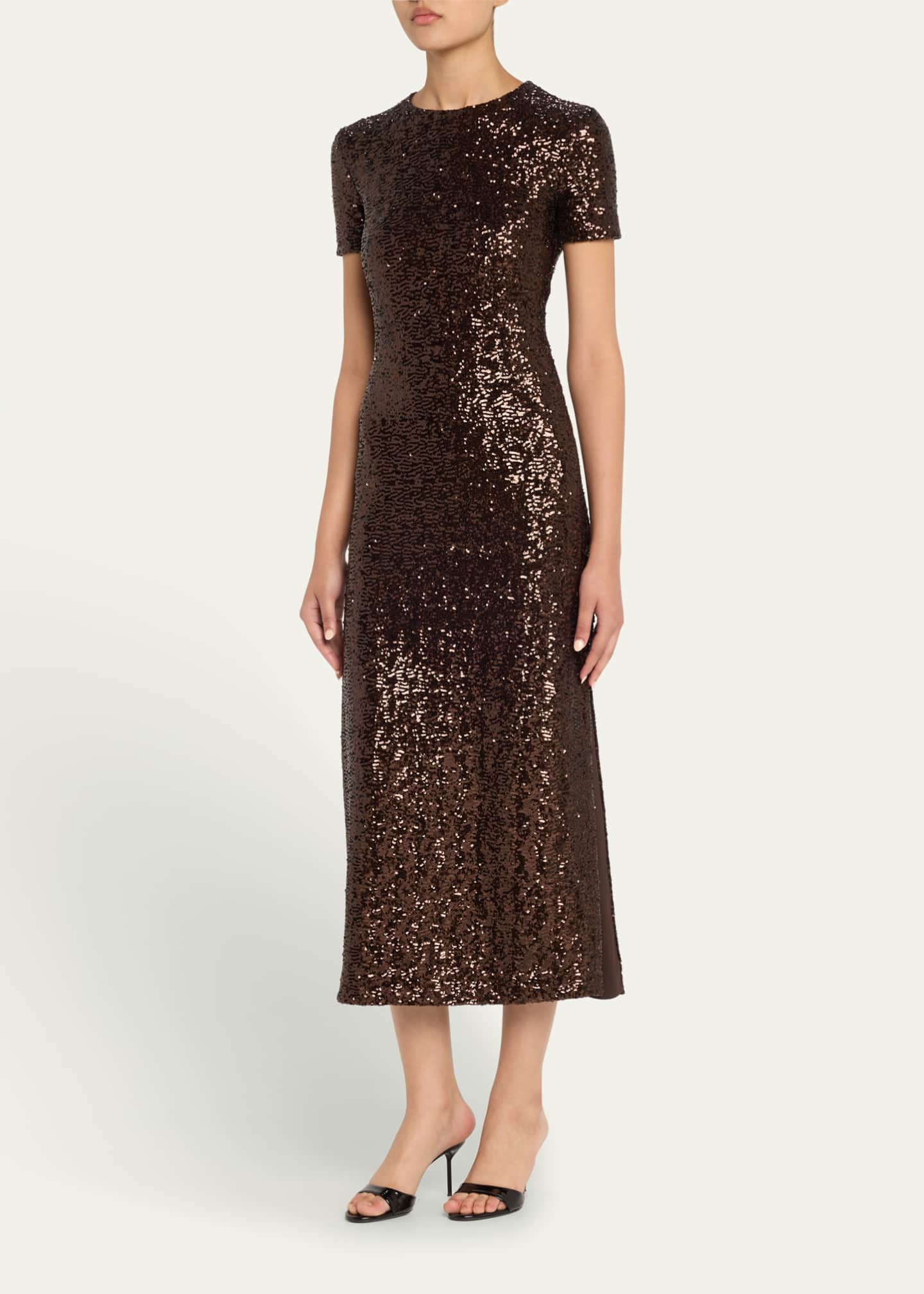 Michael Kors Collection Sequined Midi T-Shirt Dress Image 4 of 5