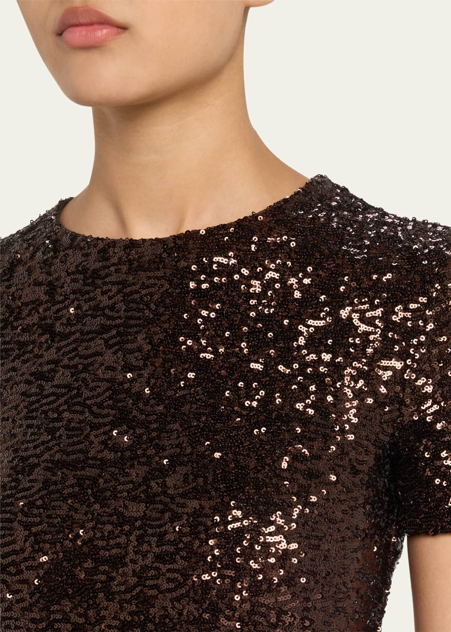 Michael Kors Collection Sequined Midi T-Shirt Dress Image 5 of 5