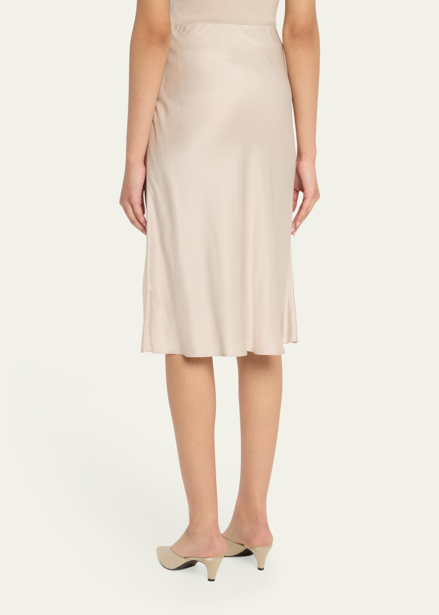 Michael Kors Collection Bias Satin Midi Pull-On Skirt Image 3 of 5