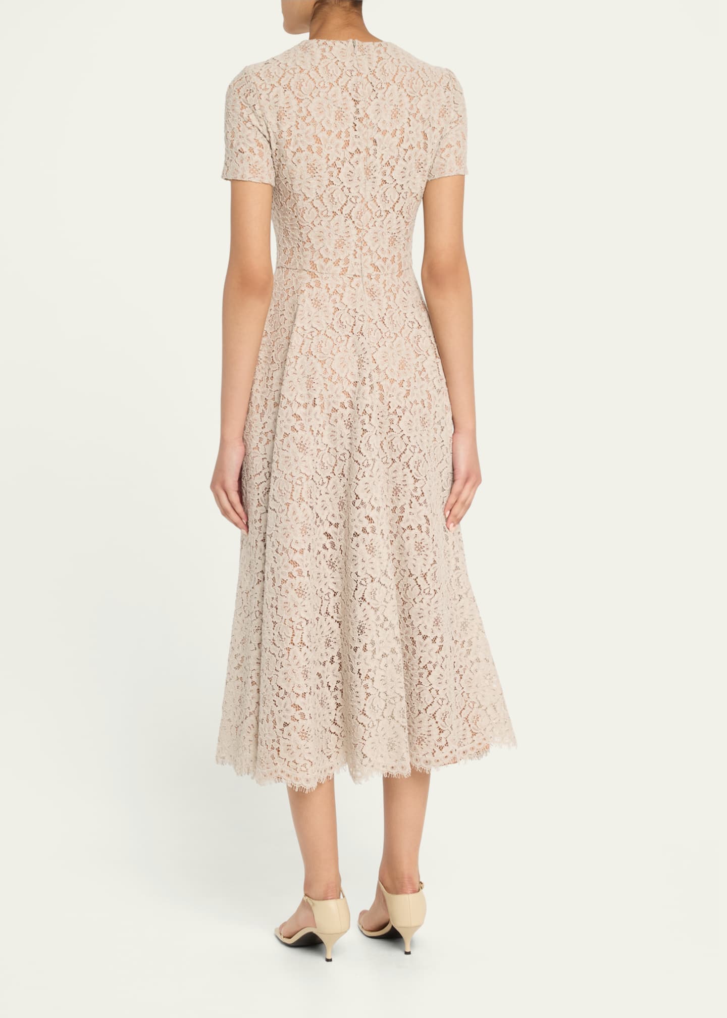 Michael Kors Collection Lace Short-Sleeve Midi Dance Dress Image 3 of 5