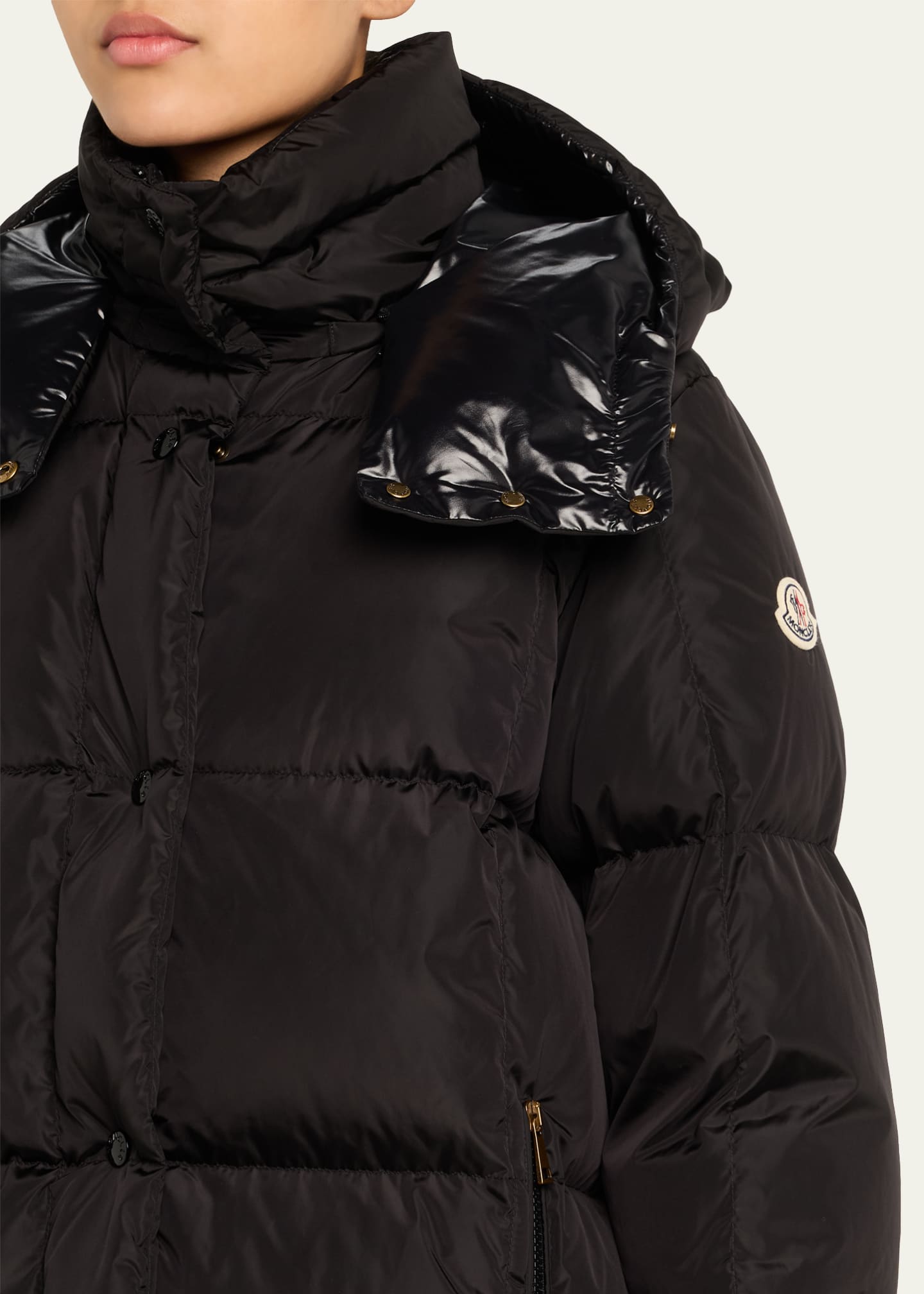 Litte Long Down Puffer Coat with Detachable Hood