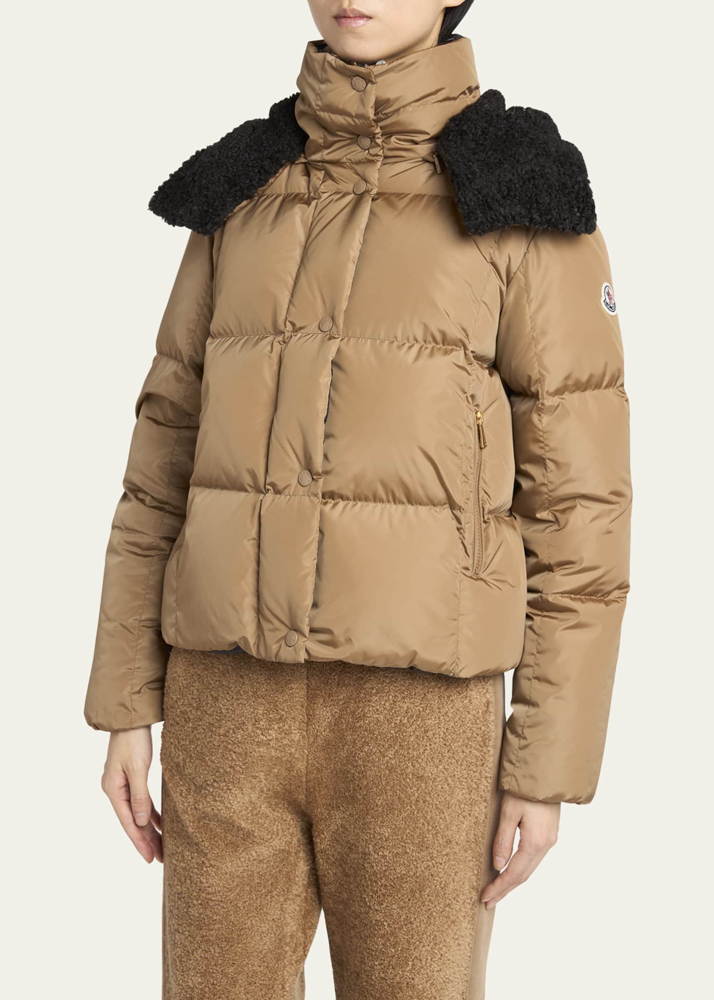 Castelnou Square-Quilted Short Down Jacket with Detachable Hood
