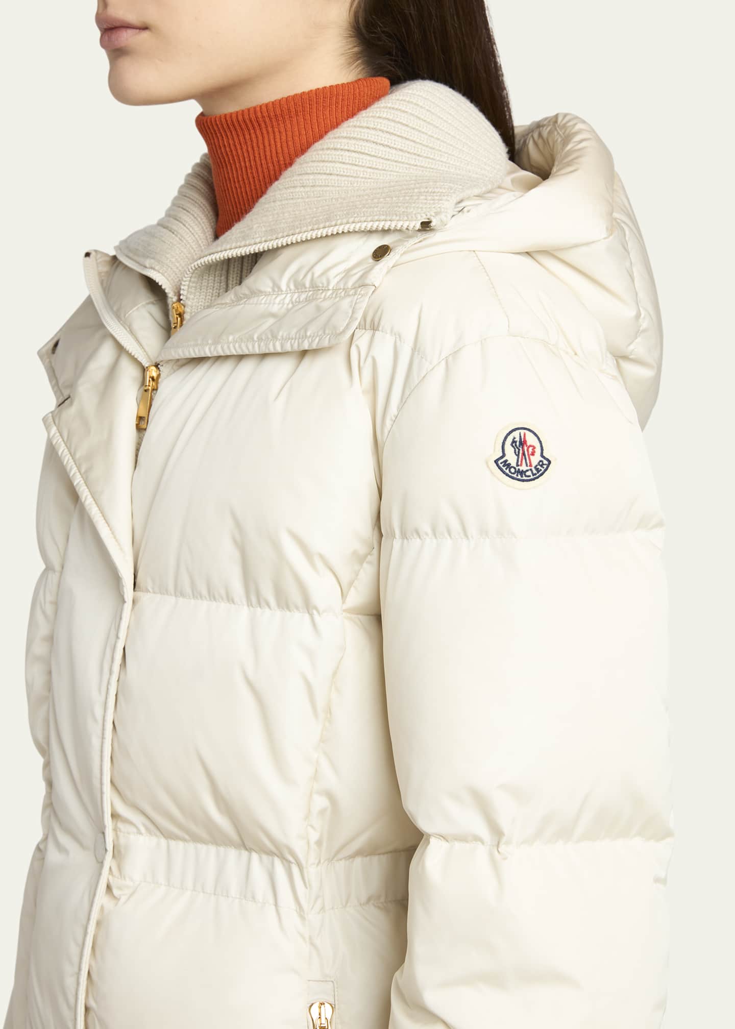 Chamer Long Hooded Down Coat with Detachable Dickey