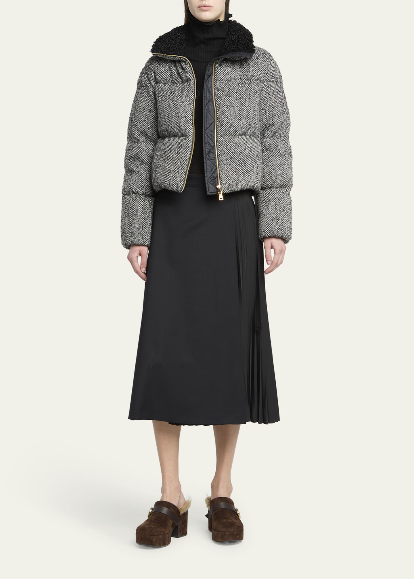 Moncler Brezesse Wool-Blend Short Down Jacket - Bergdorf Goodman