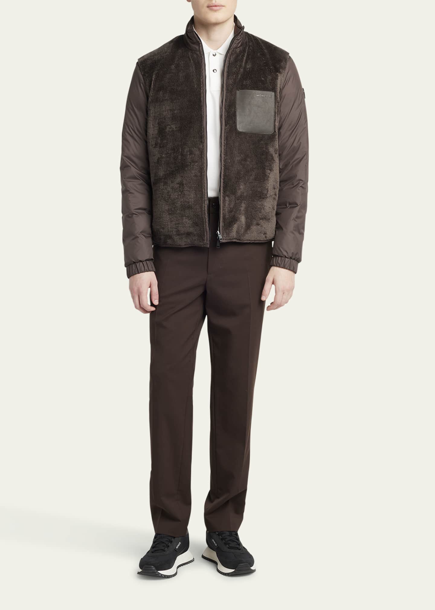 Moncler Men's Edit Dark Brown Wool Blend Trousers Image 2 of 5