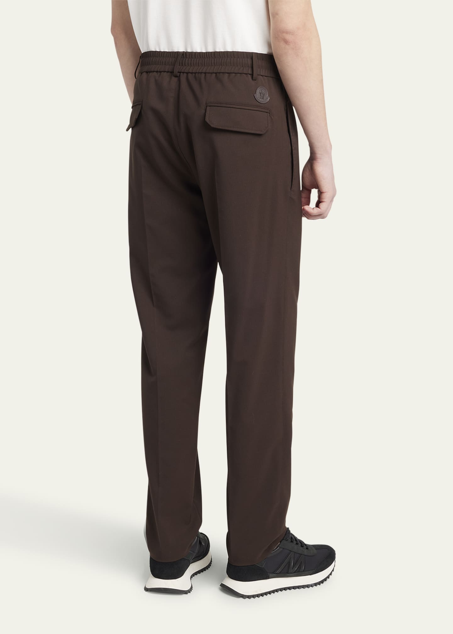 Moncler Men's Edit Dark Brown Wool Blend Trousers Image 3 of 5