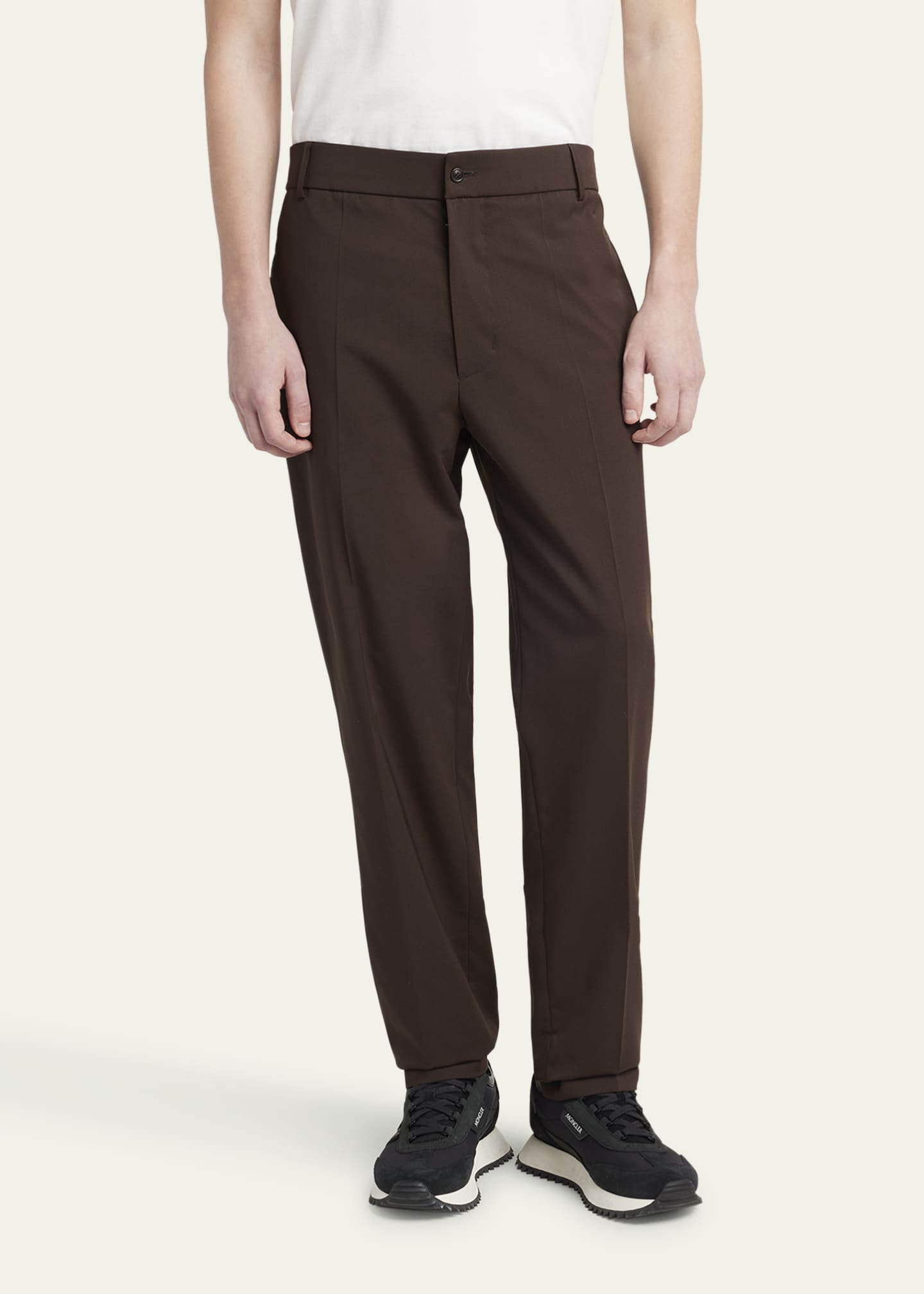 Moncler Men's Edit Dark Brown Wool Blend Trousers Image 4 of 5