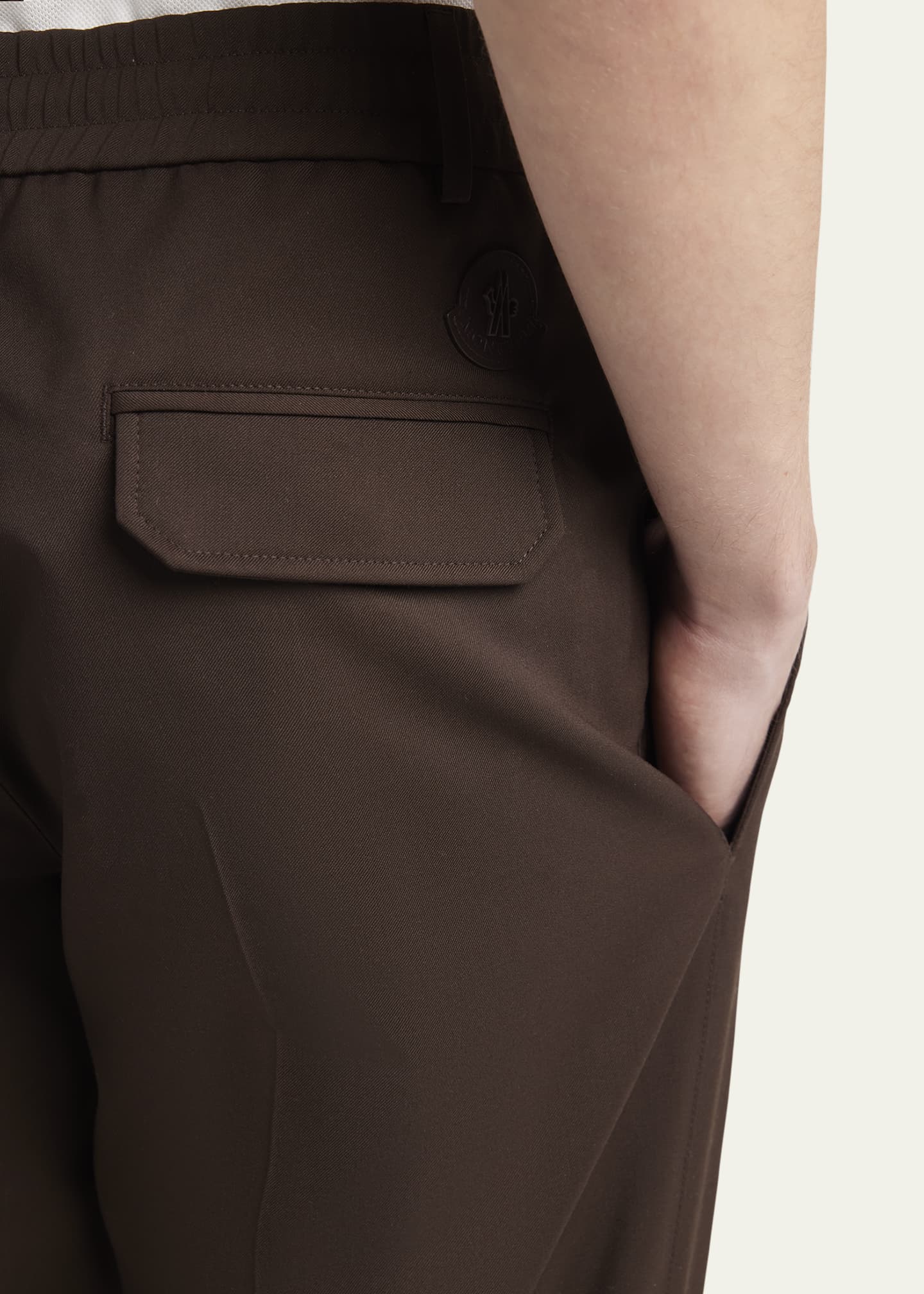 Moncler Men's Edit Dark Brown Wool Blend Trousers Image 5 of 5