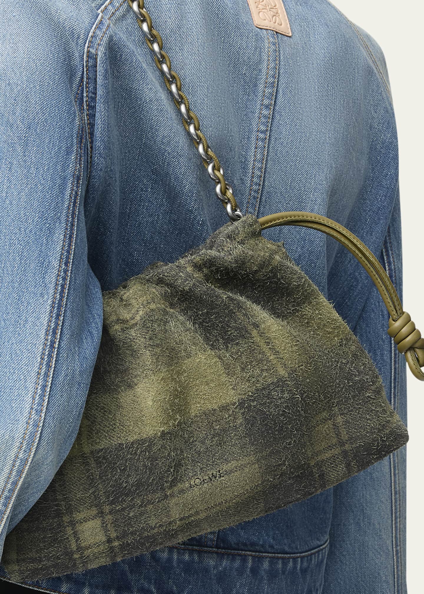 Loewe Flamenco Shoulder Bag in Plaid Calfskin Suede Image 3 of 3