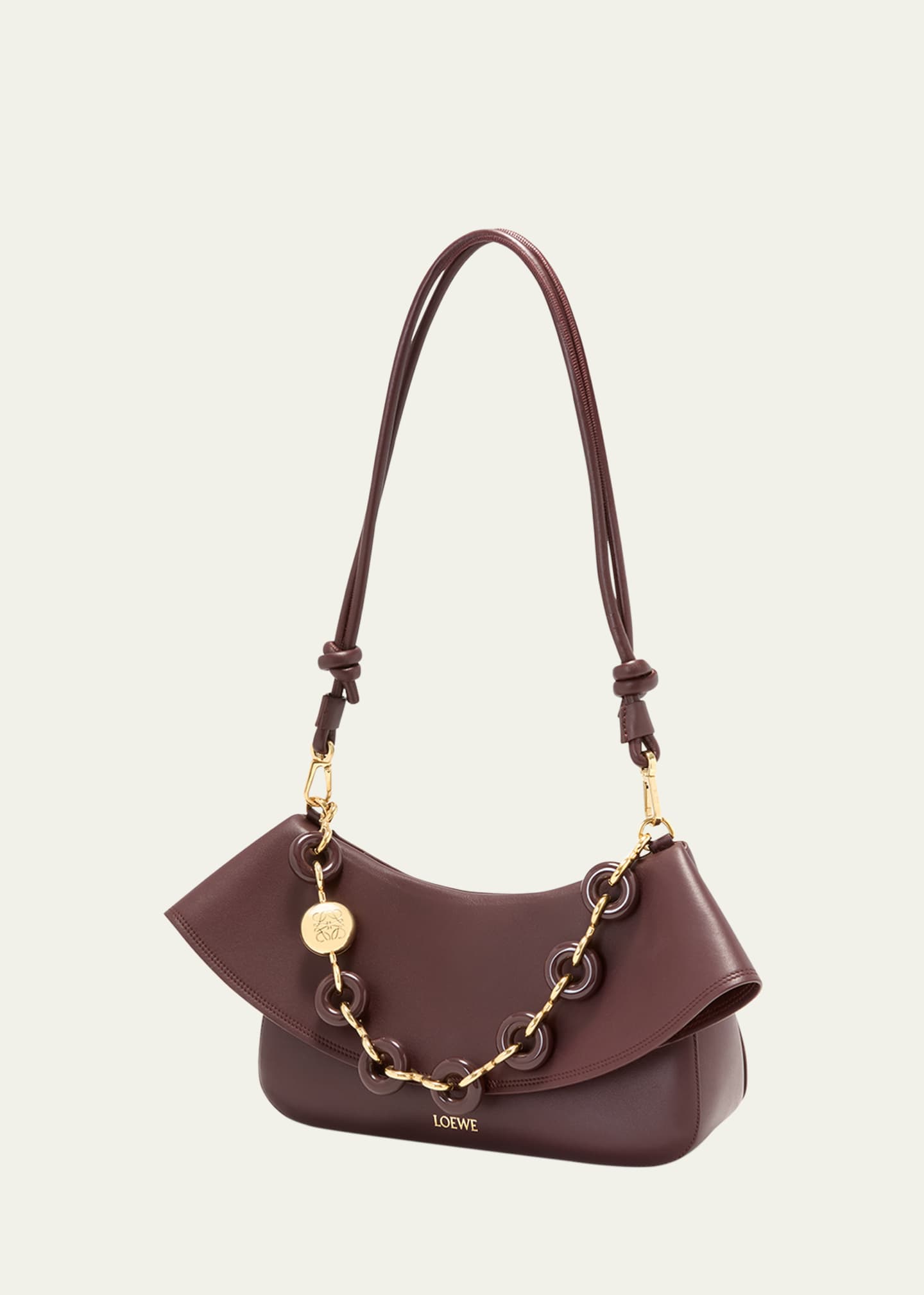 ショルダーバッグ・ポシェット LOEWE OLA MEDIUM BAG IN DARK BURGUNDY Loewe Ola Medium Shoulder Bag in Calfskin Leather - Bergdorf