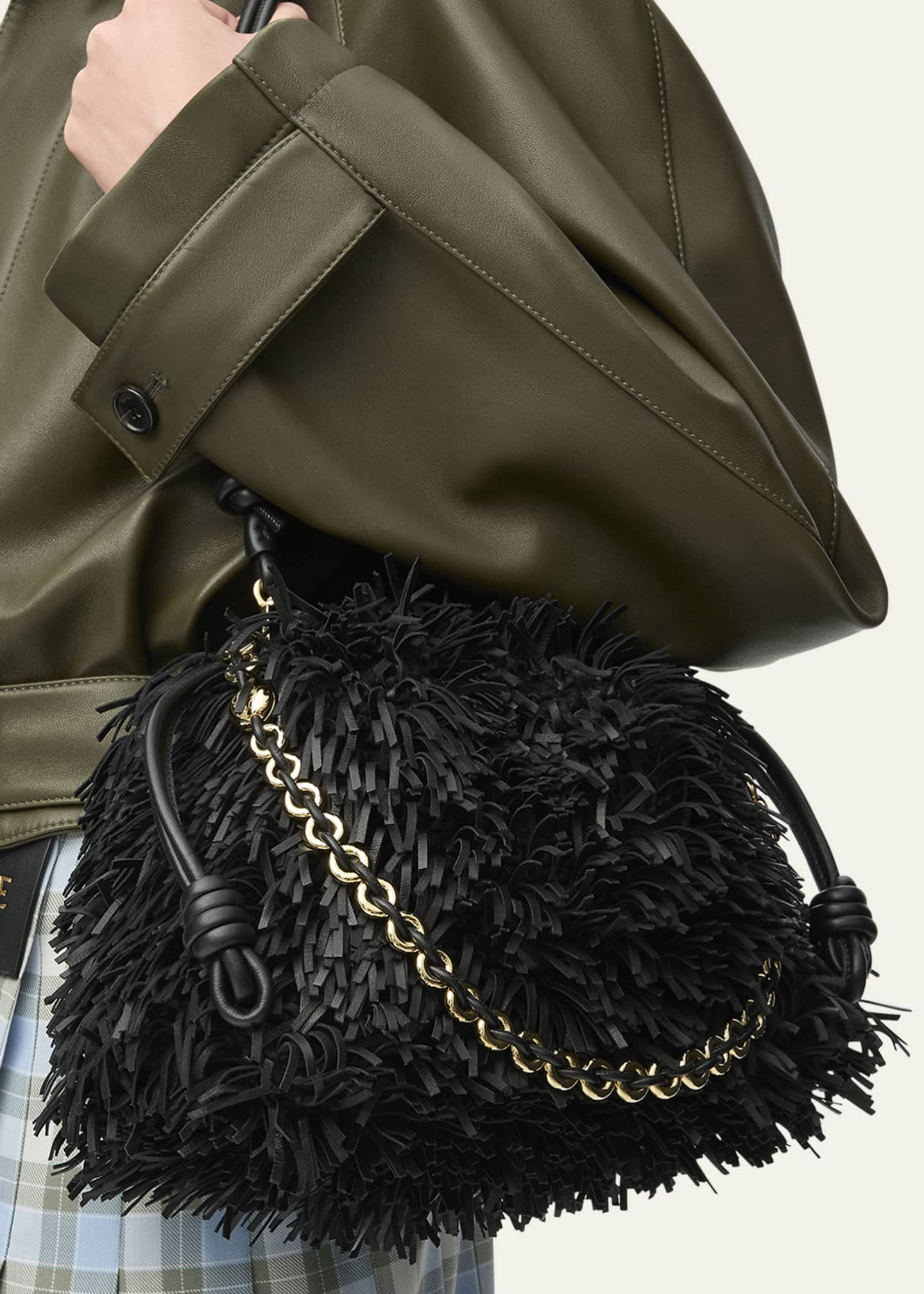 Loewe Flamenco Medium Clutch Bag in Fringed Leather Image 2 of 3
