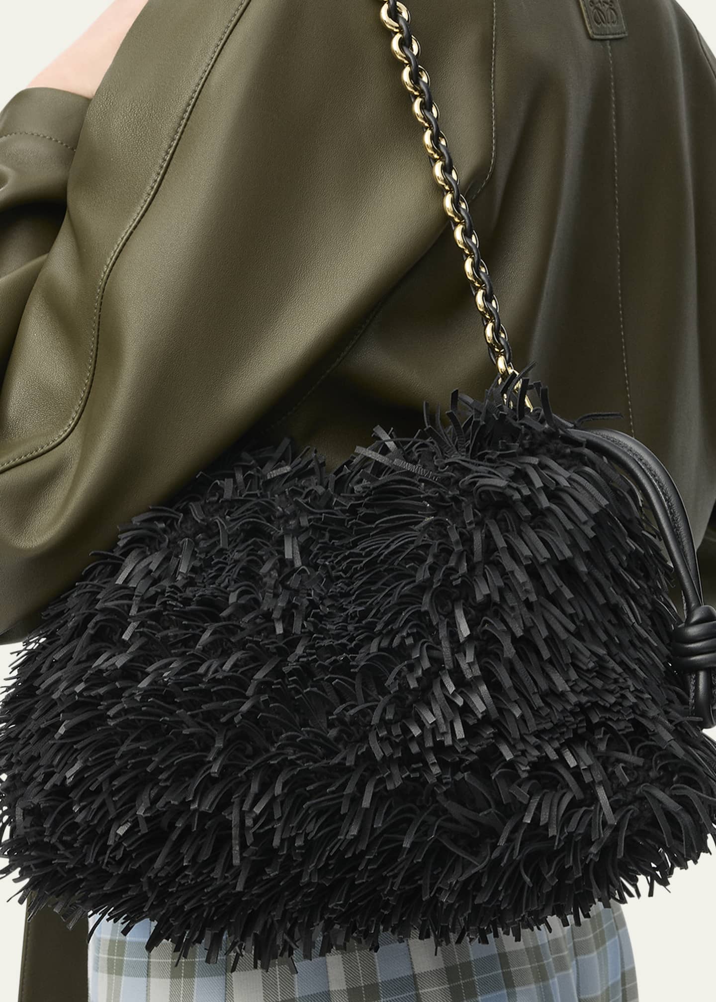 Loewe Flamenco Medium Clutch Bag in Fringed Leather Image 3 of 3