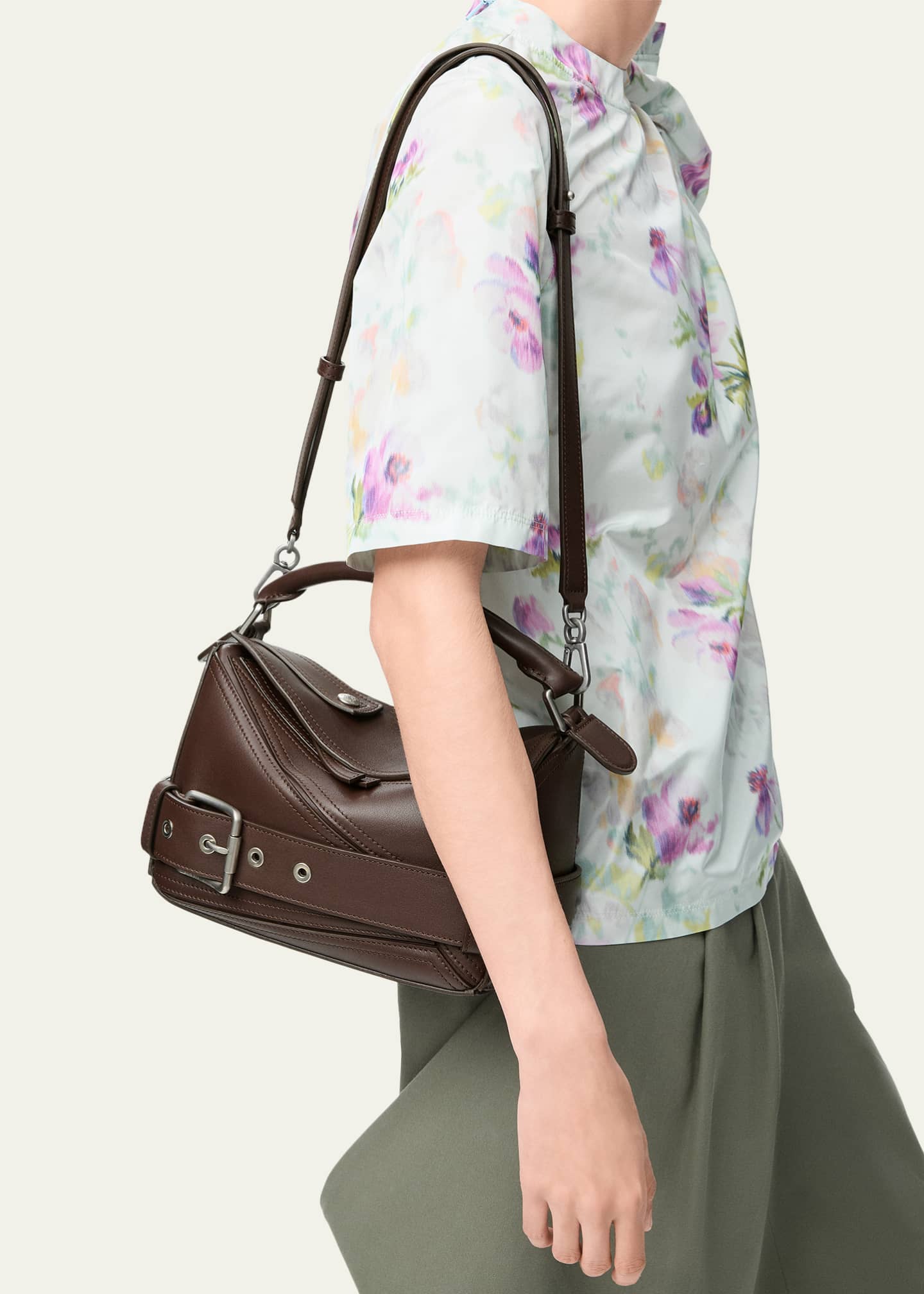 Loewe Puzzle Biker Top-Handle Bag in Shiny Leather - Bergdorf Goodman