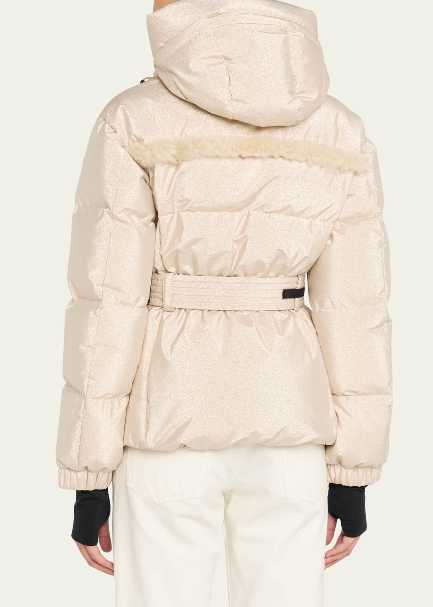 Moncler Grenoble Mondim Metallic Shearling-Trimmed Hooded Down Ski