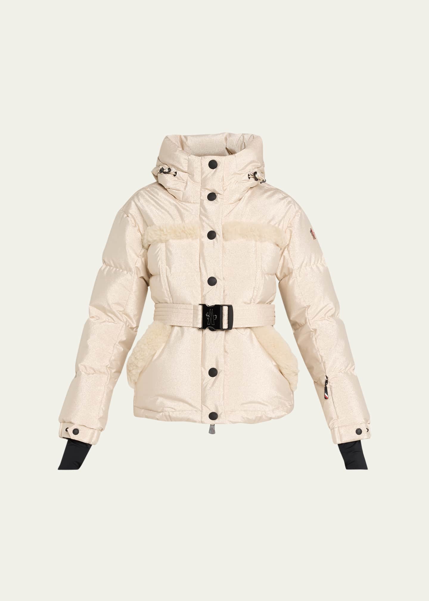 Moncler Grenoble Mondim Metallic Shearling-Trimmed Hooded Down Ski