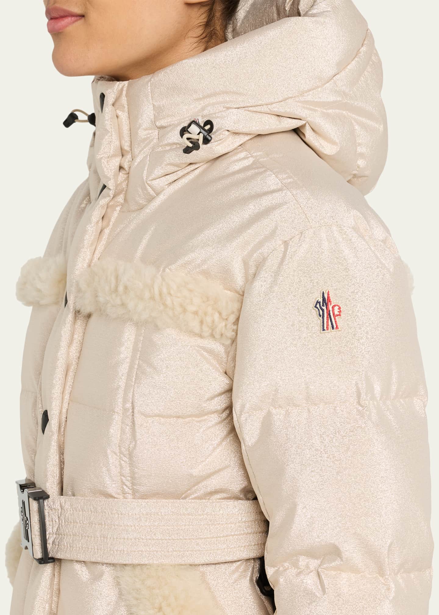 Moncler Grenoble Mondim Metallic Shearling-Trimmed Hooded Down Ski