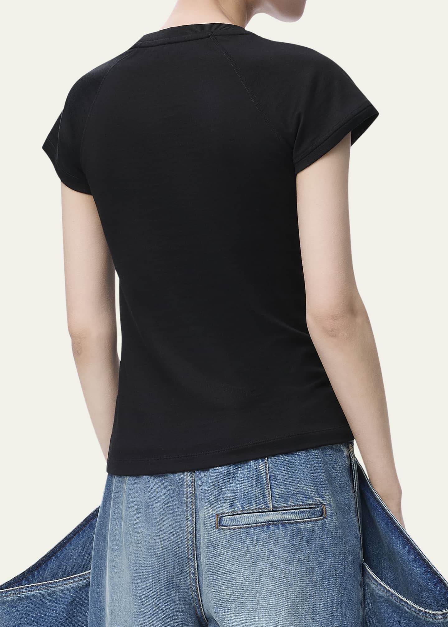 【Loewe】Anagram ribbed-knit cotton T-shirt LOEWE Anagram cropped embroidered ribbed cotton T-shirt