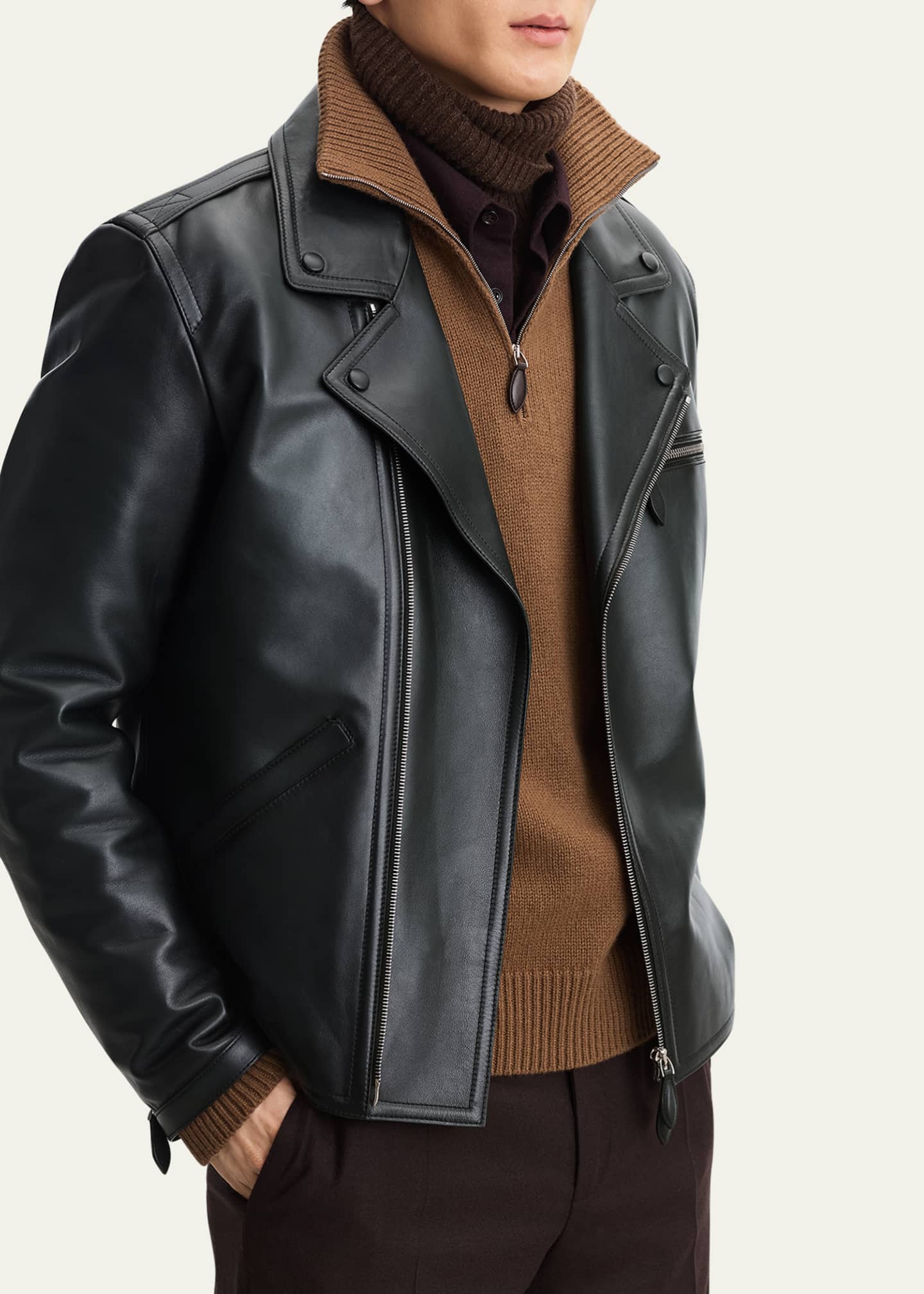Berluti Men's Un Jour Patina Leather Moto Jacket - Bergdorf Goodman