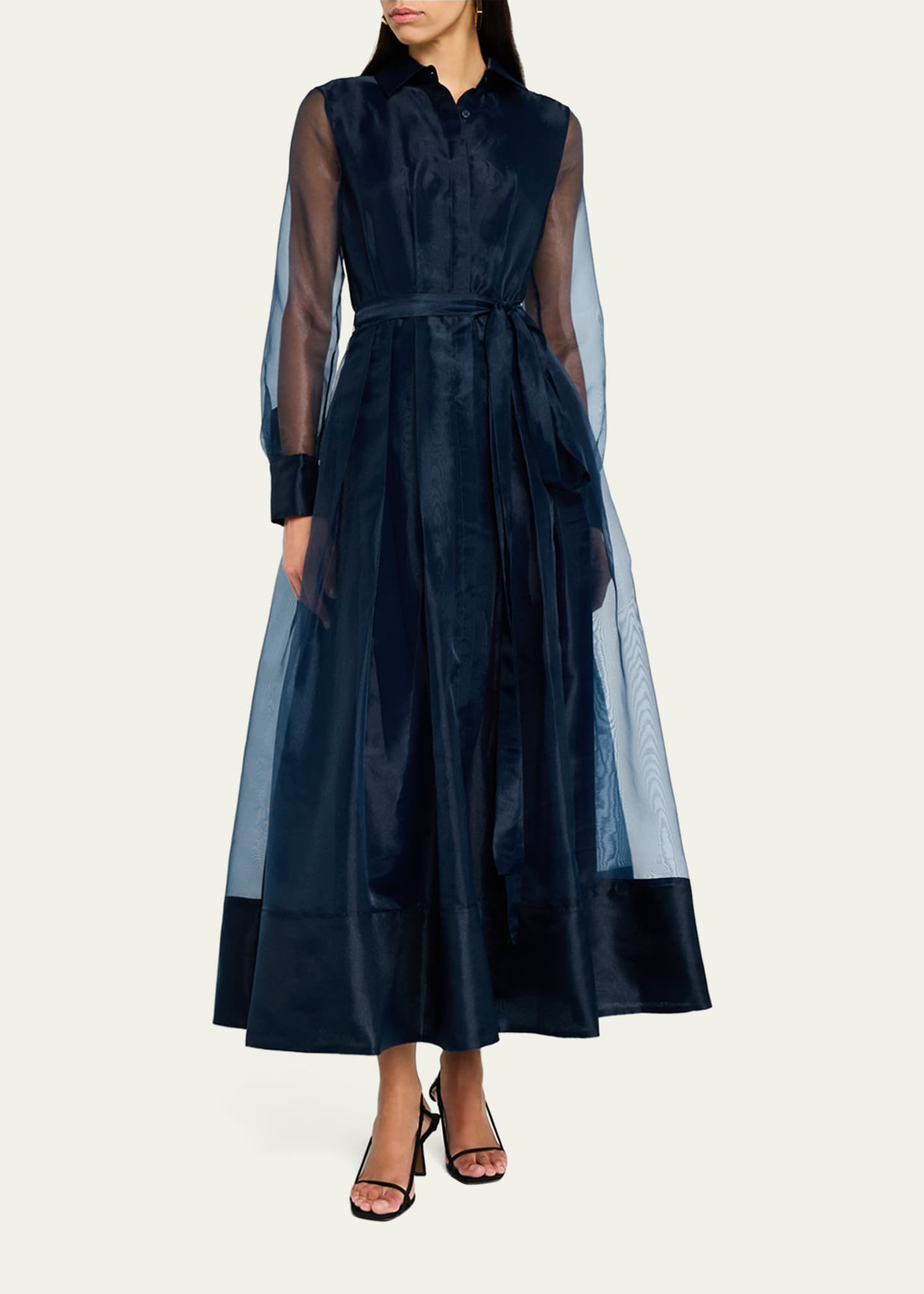 SIMKHAI Montgomery Long-Sleeve Button-Front Midi Dress Image 2 of 5