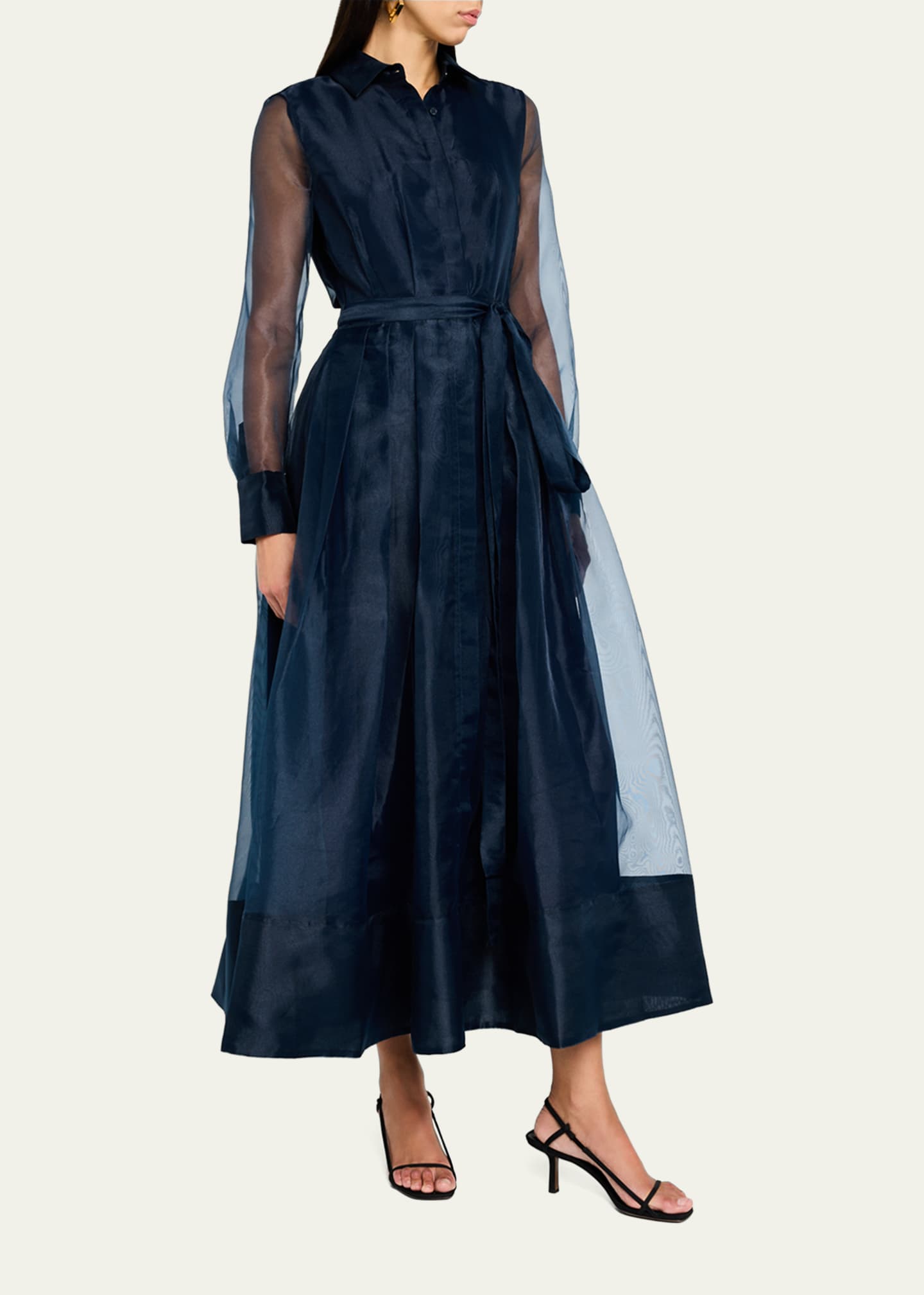 SIMKHAI Montgomery Long-Sleeve Button-Front Midi Dress Image 4 of 5