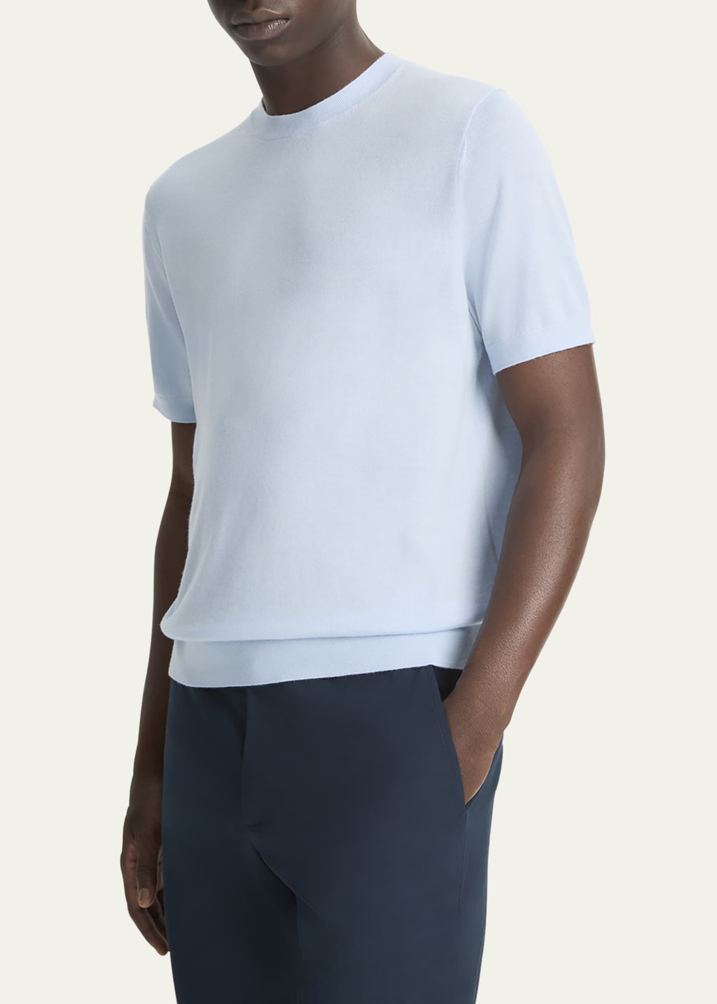 Vince Men's Featherweight Wool-Cashmere Short-Sleeve Crewneck Sweater Image 2 of 4