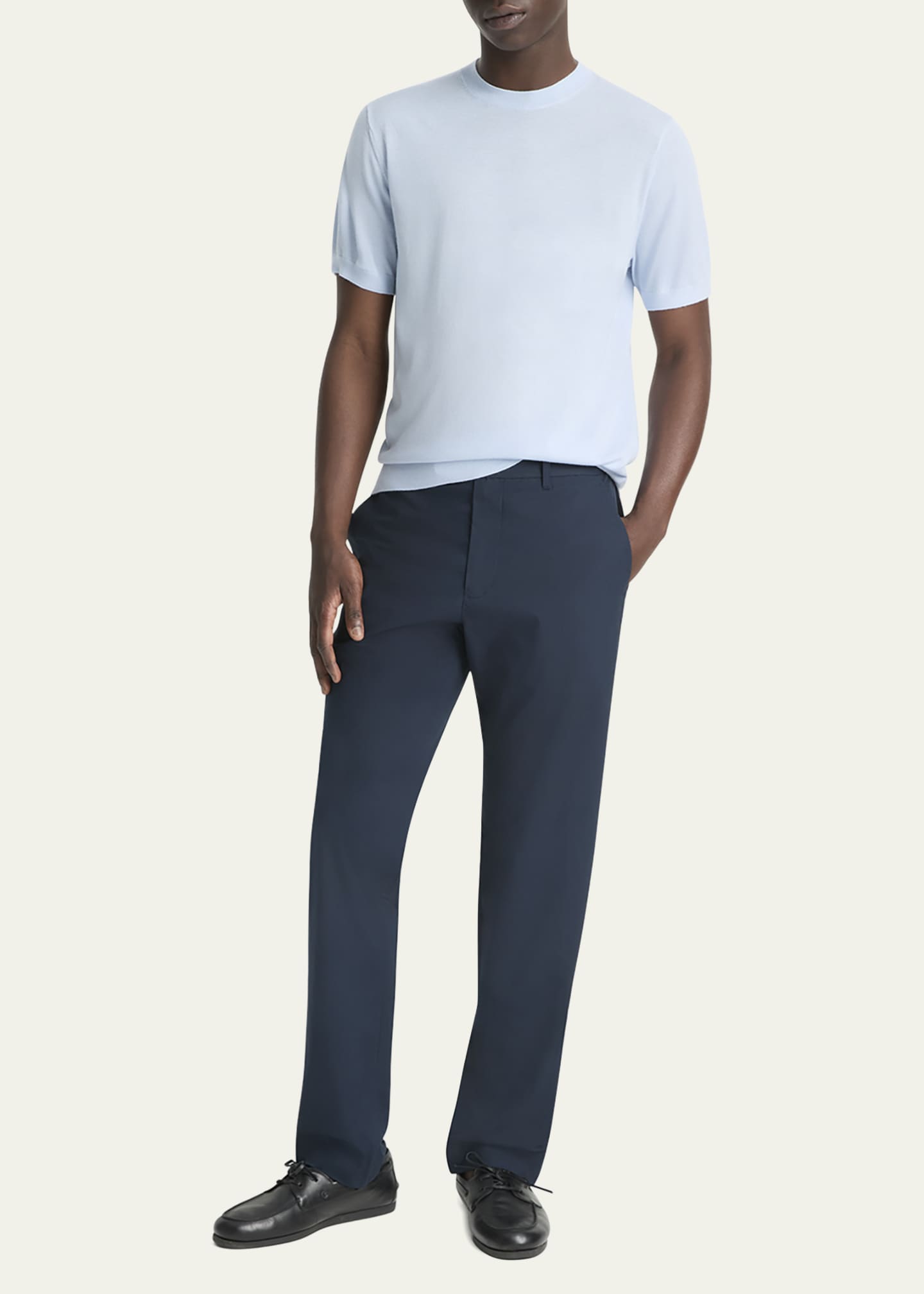 Vince Men's Featherweight Wool-Cashmere Short-Sleeve Crewneck Sweater Image 4 of 4