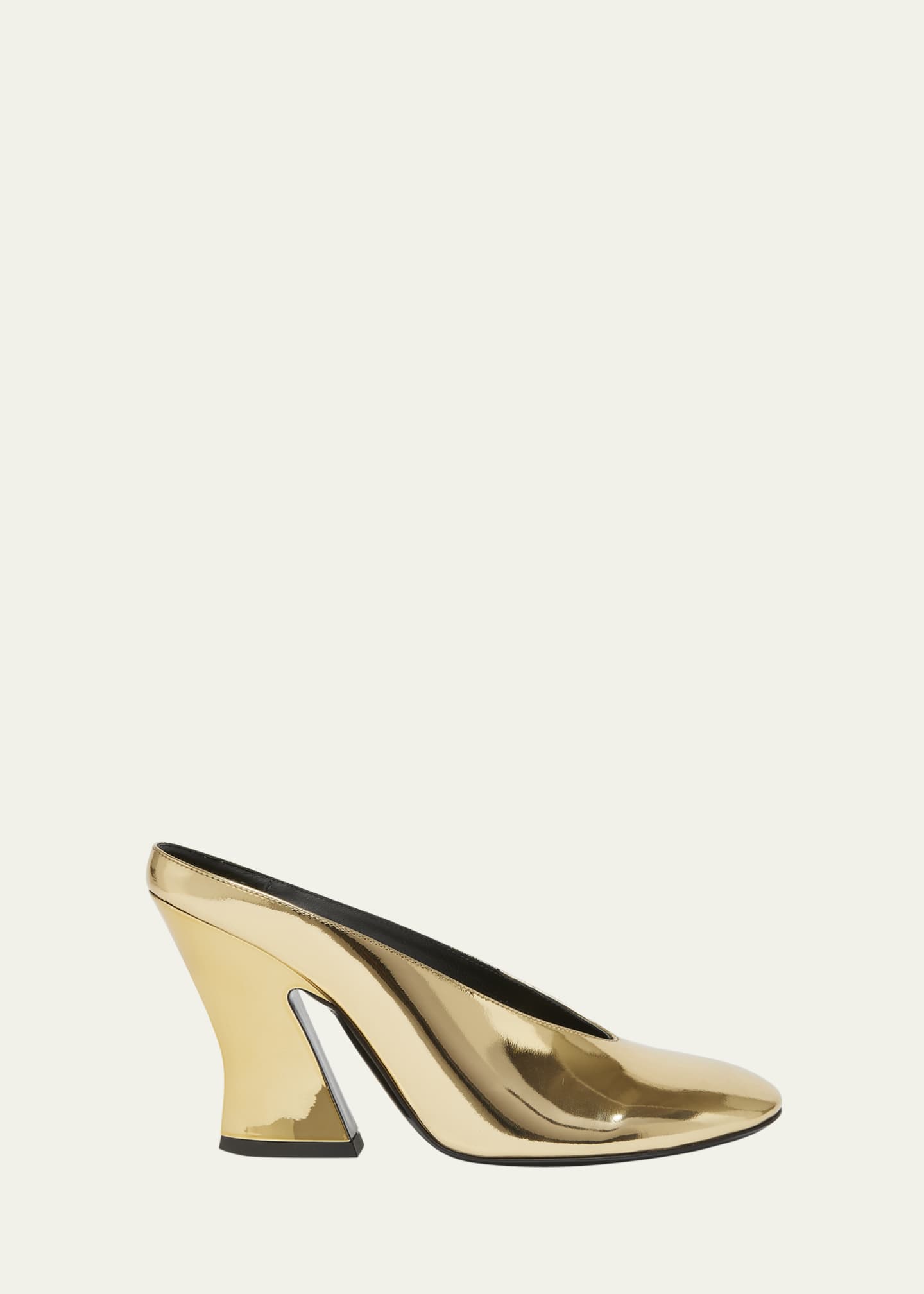 Givenchy Metallic Leather Sculpted Block-Heel Mules Image 1 of 4