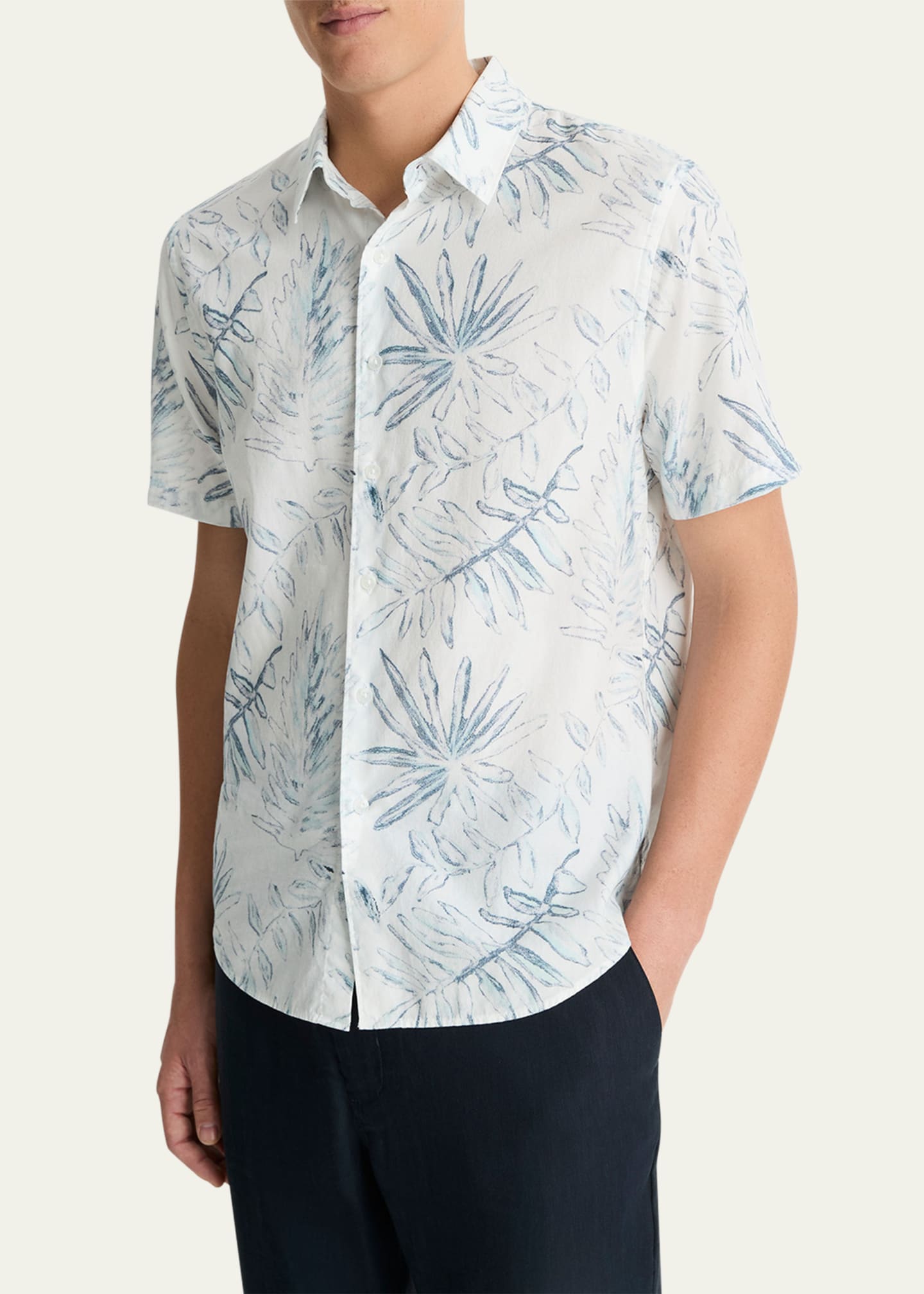 Vince Men's Palm Print Short-Sleeve Shirt Image 4 of 4