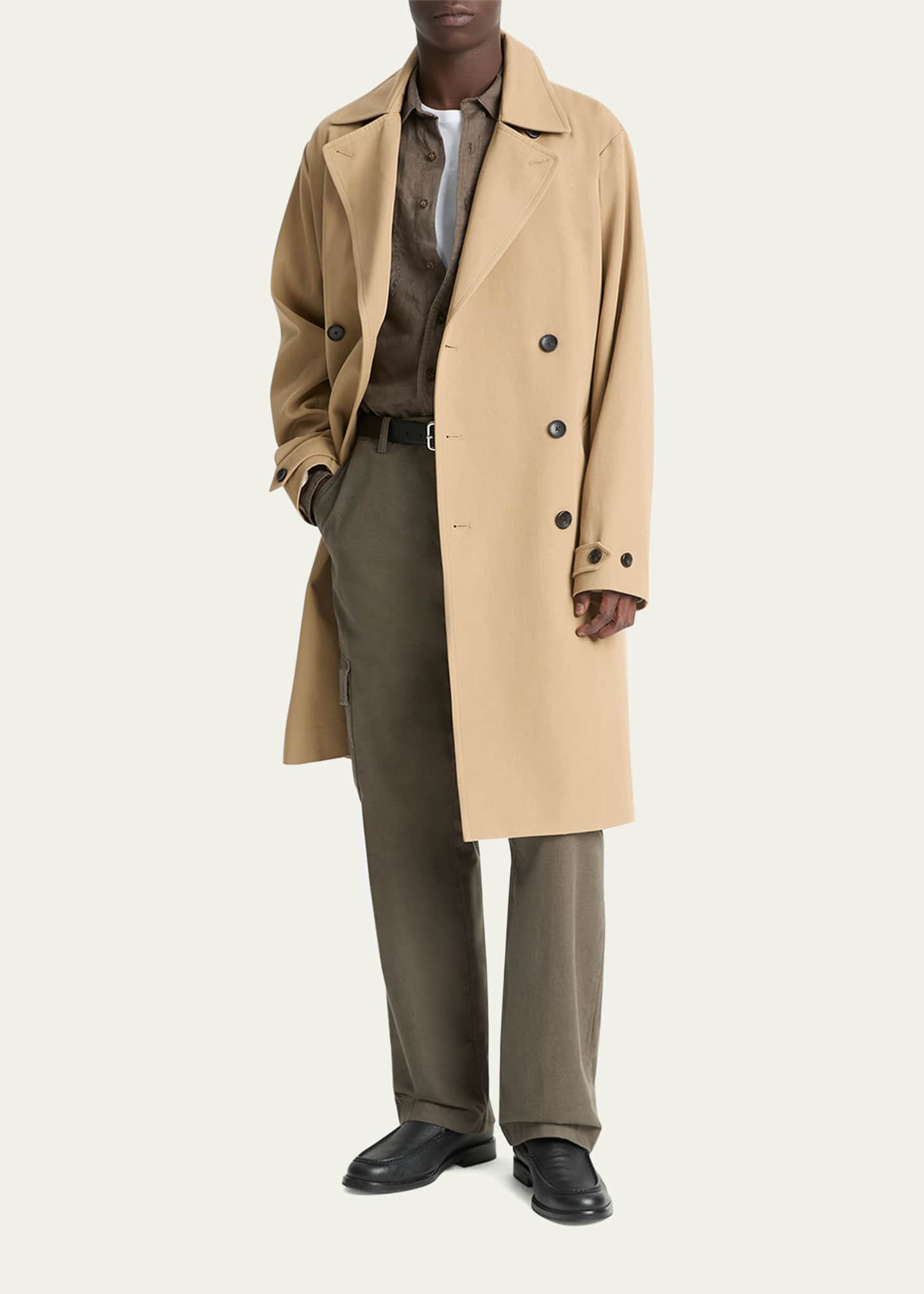 Vince Men's Italian Cotton Double-Breasted Trench Coat Image 4 of 4