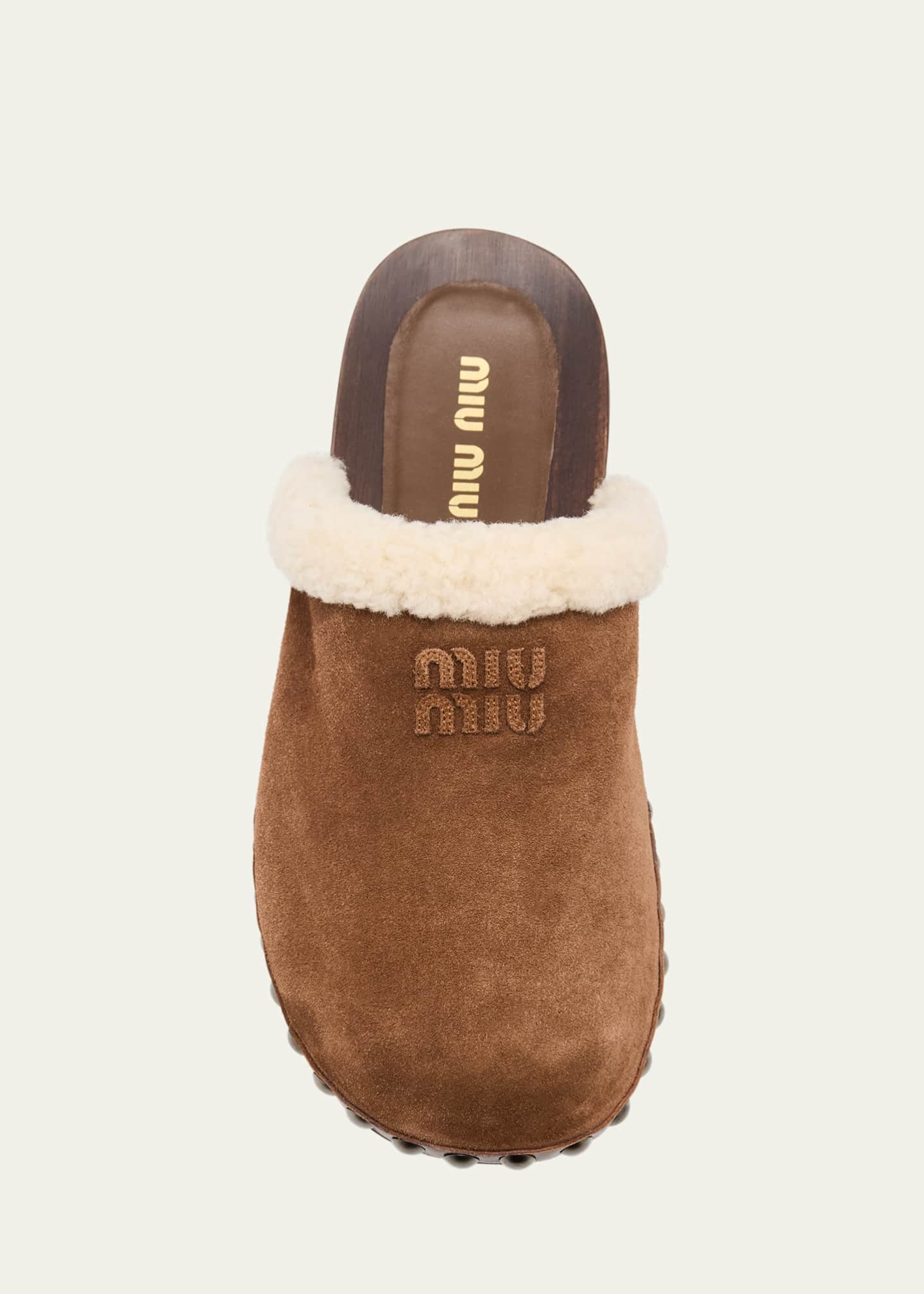 Miu Miu Suede Shearling-Lined Clogs - Bergdorf Goodman
