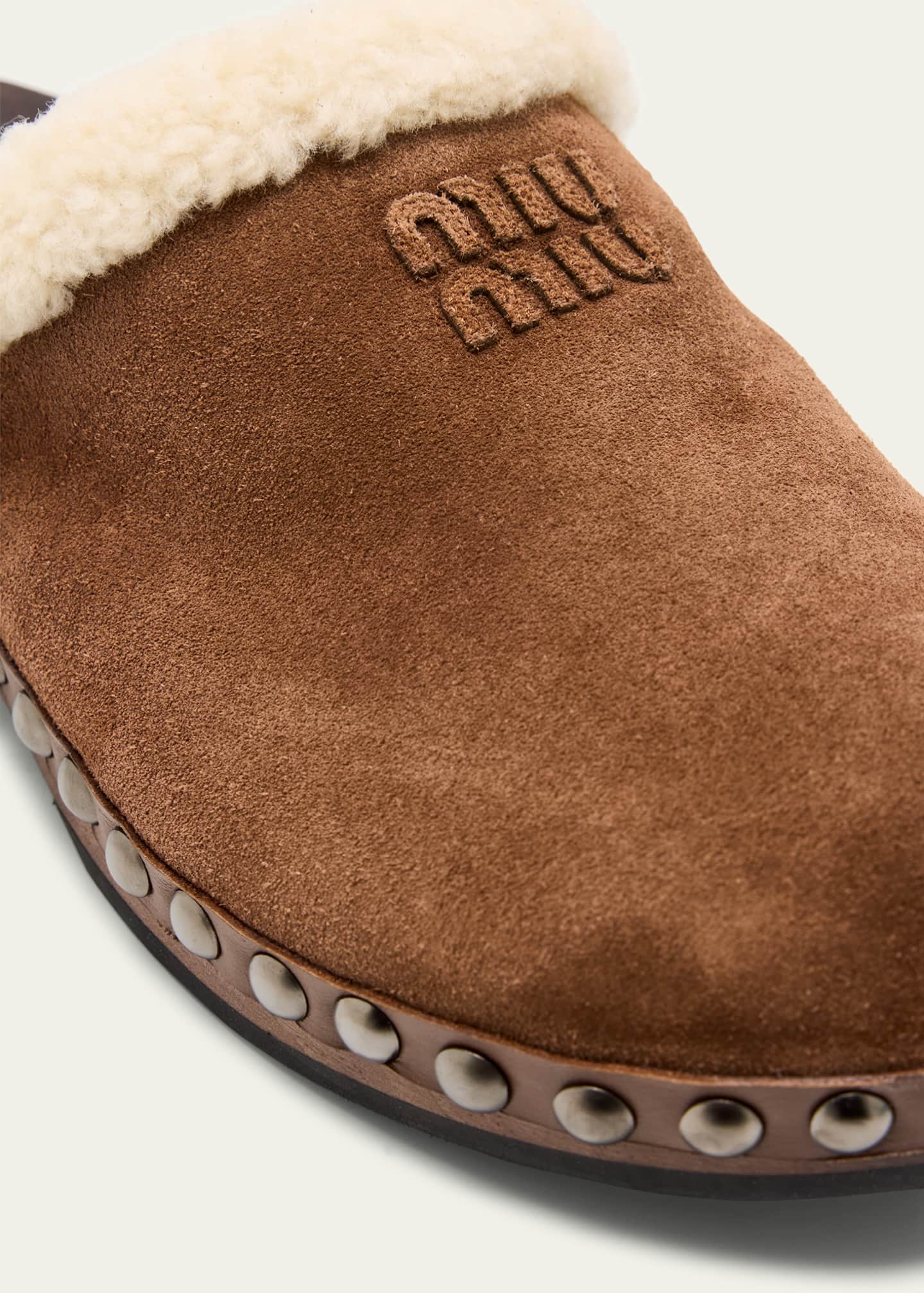 Miu Miu Suede Shearling-Lined Clogs - Bergdorf Goodman