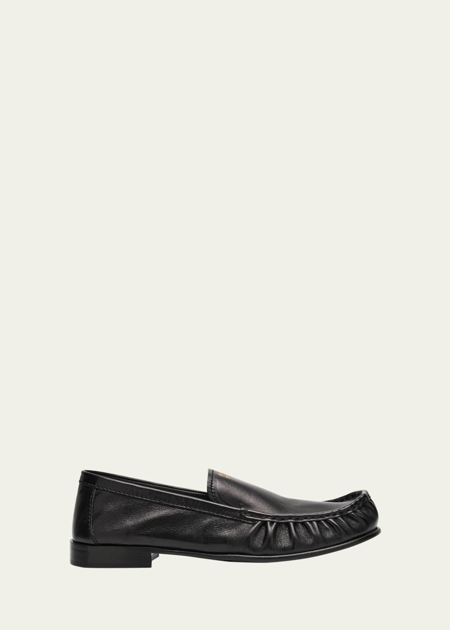 Miu Miu Ruched Leather Mocassin Loafers - Bergdorf Goodman