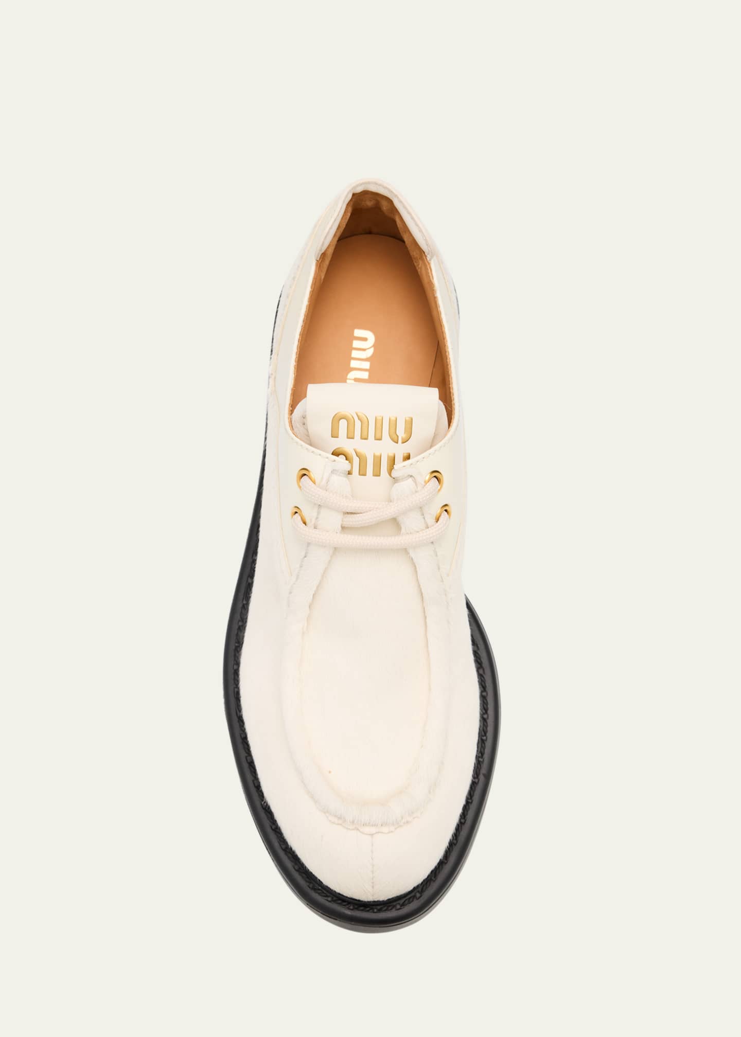 Miu Miu Pony Hair Lace-Up Wallabee Shoes Image 6 of 6